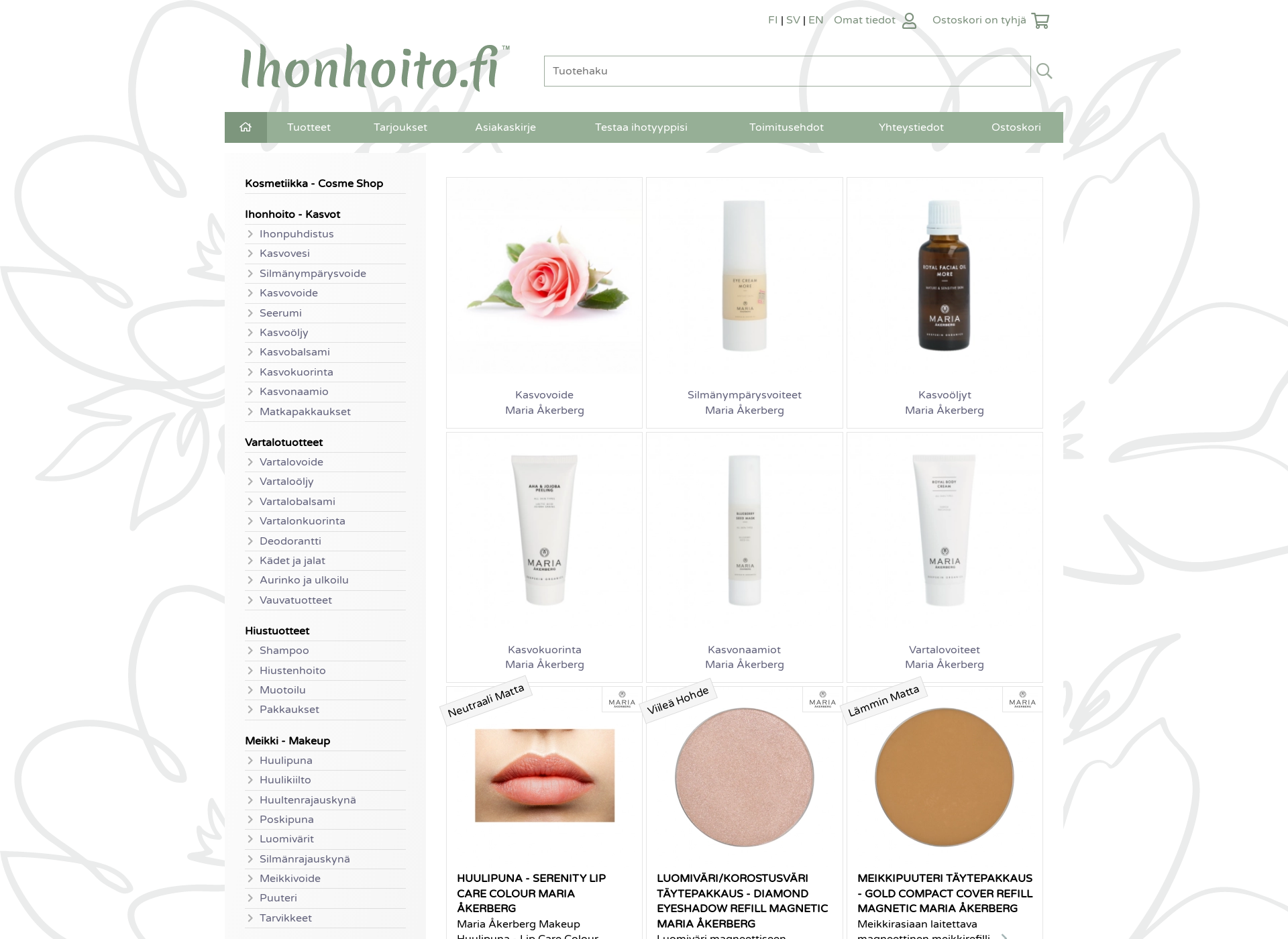 Skärmdump för cosmetics.fi