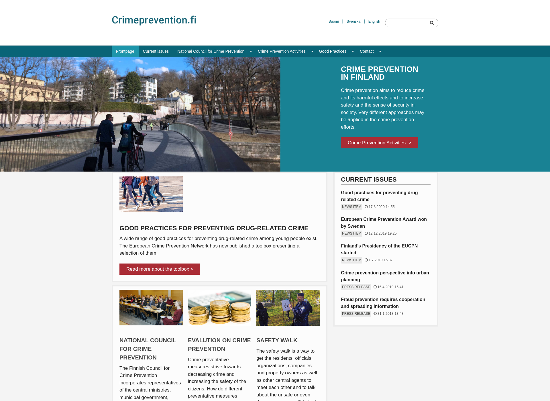 Skärmdump för councilforcrimeprevention.fi