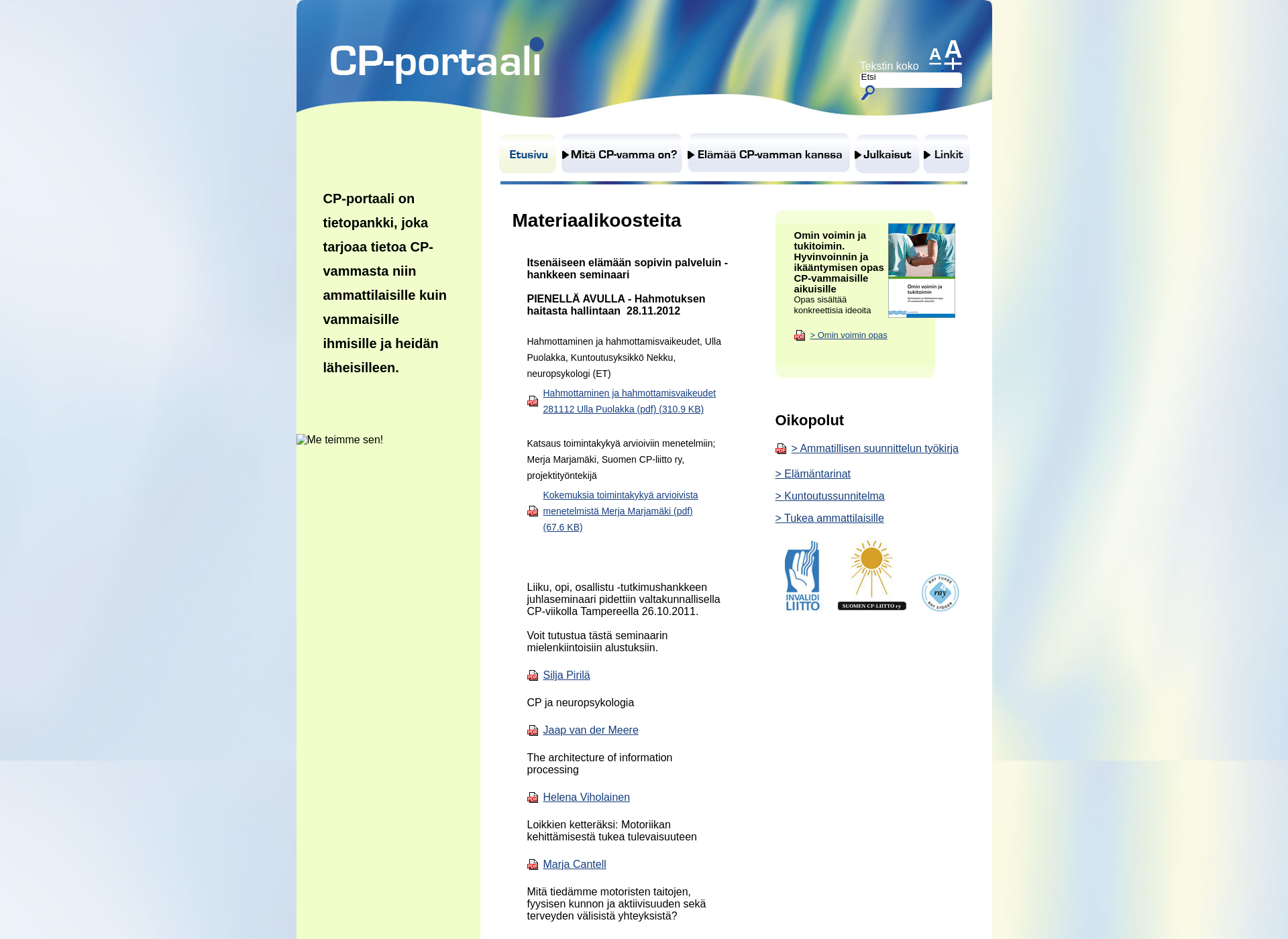 Skärmdump för cp-portaali.fi