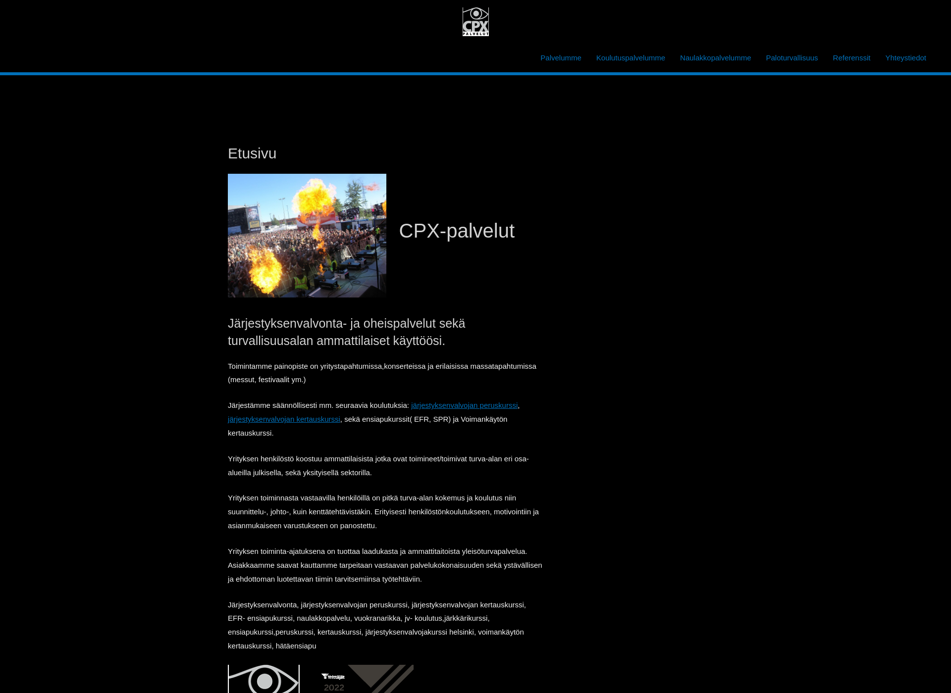 Skärmdump för cpxpalvelut.fi