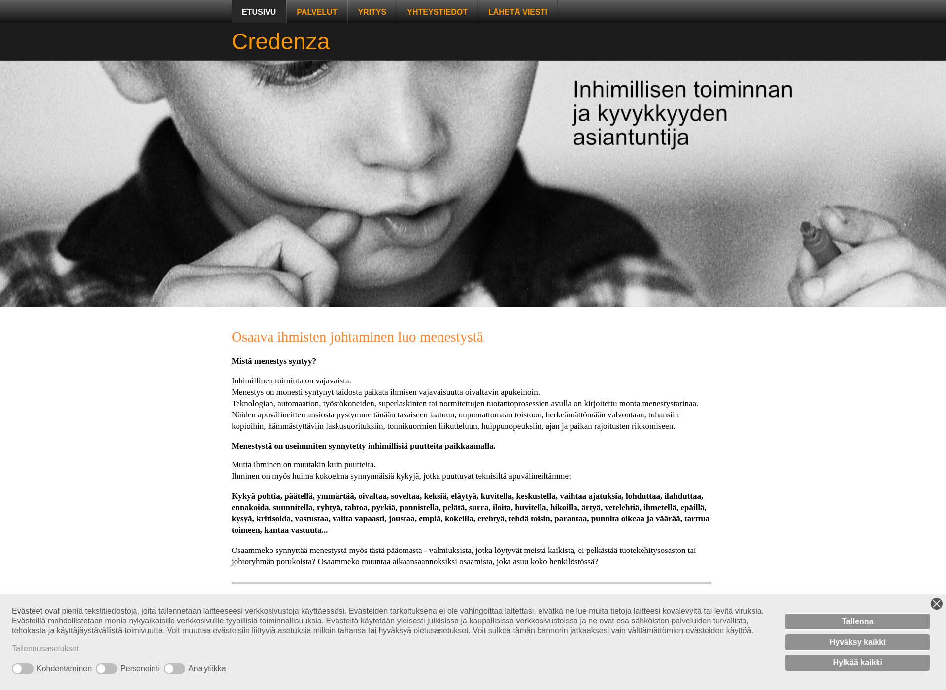 Skärmdump för credenza.fi