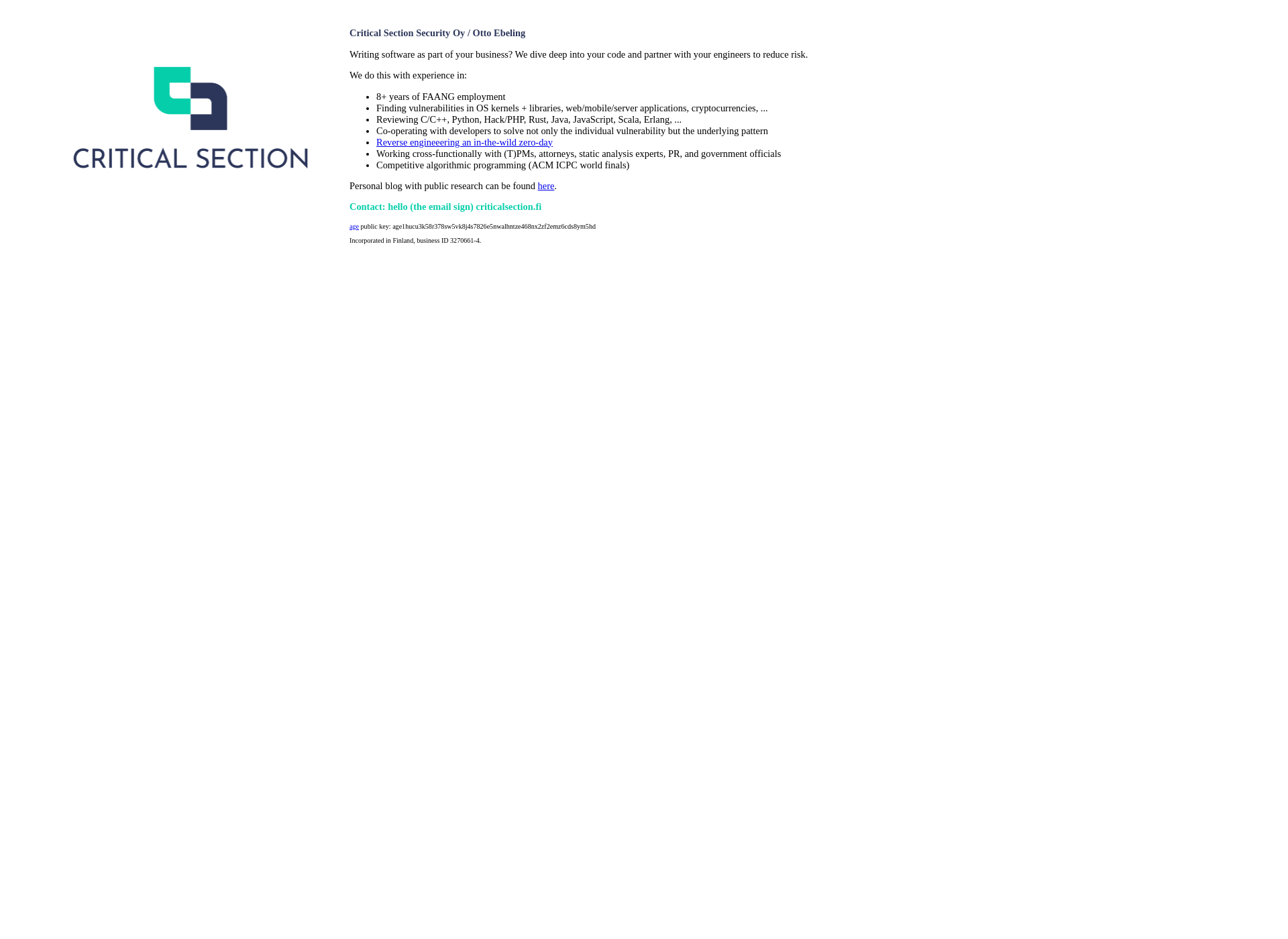 Screenshot for criticalsection.fi
