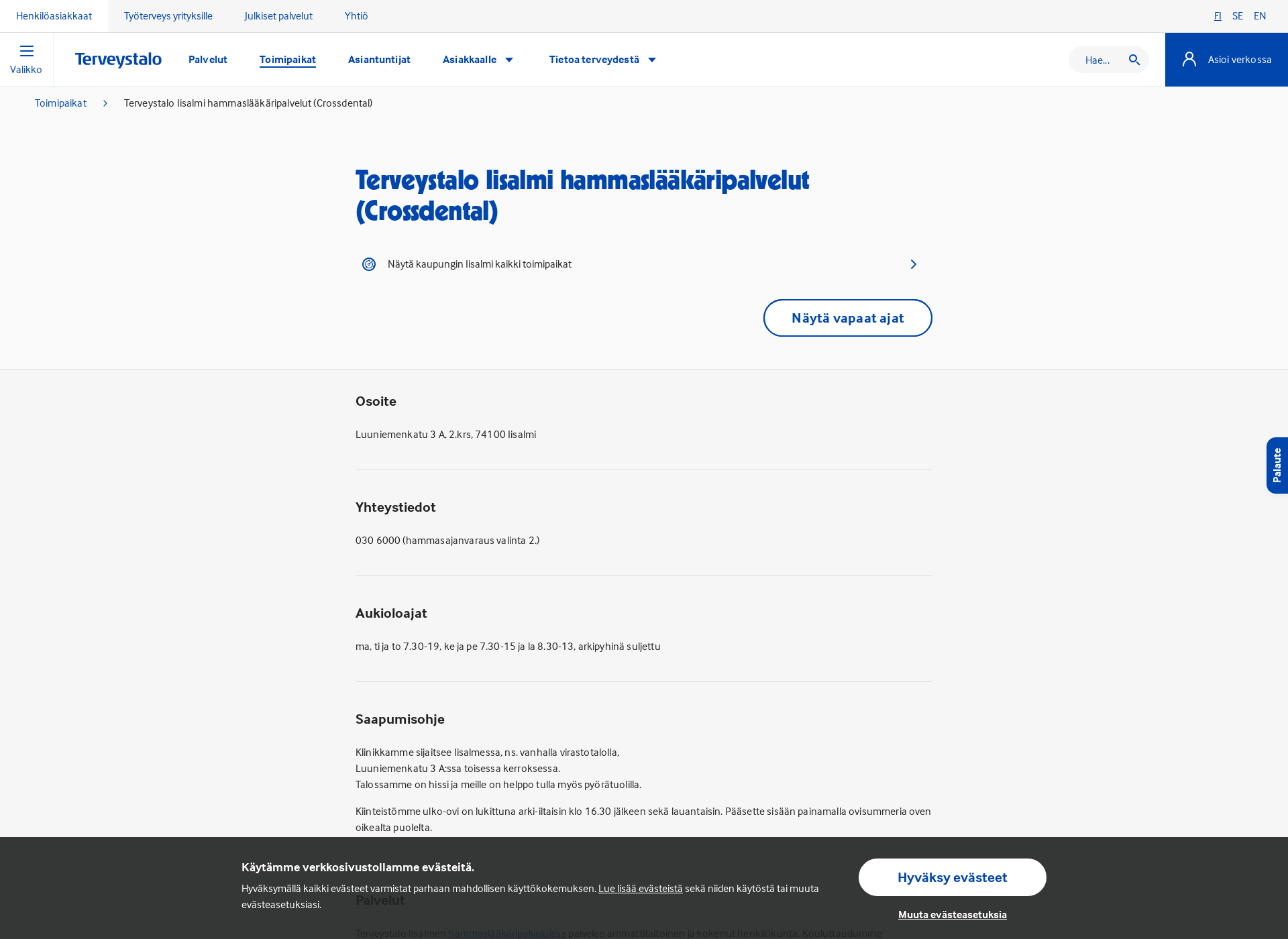 Screenshot for crossdental.fi