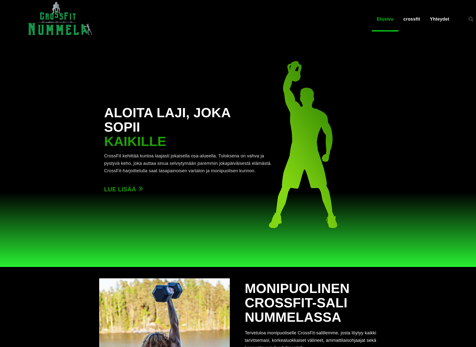 Skärmdump för crossfitnummela.fi