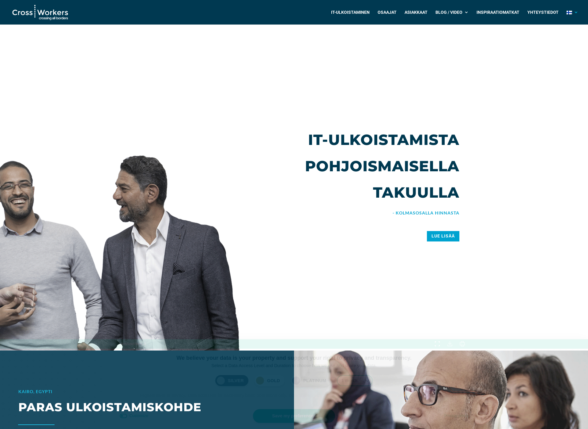 Skärmdump för crossworkers.fi