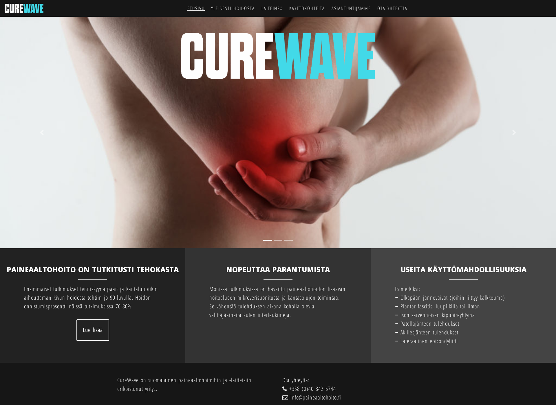 Skärmdump för curewave.fi