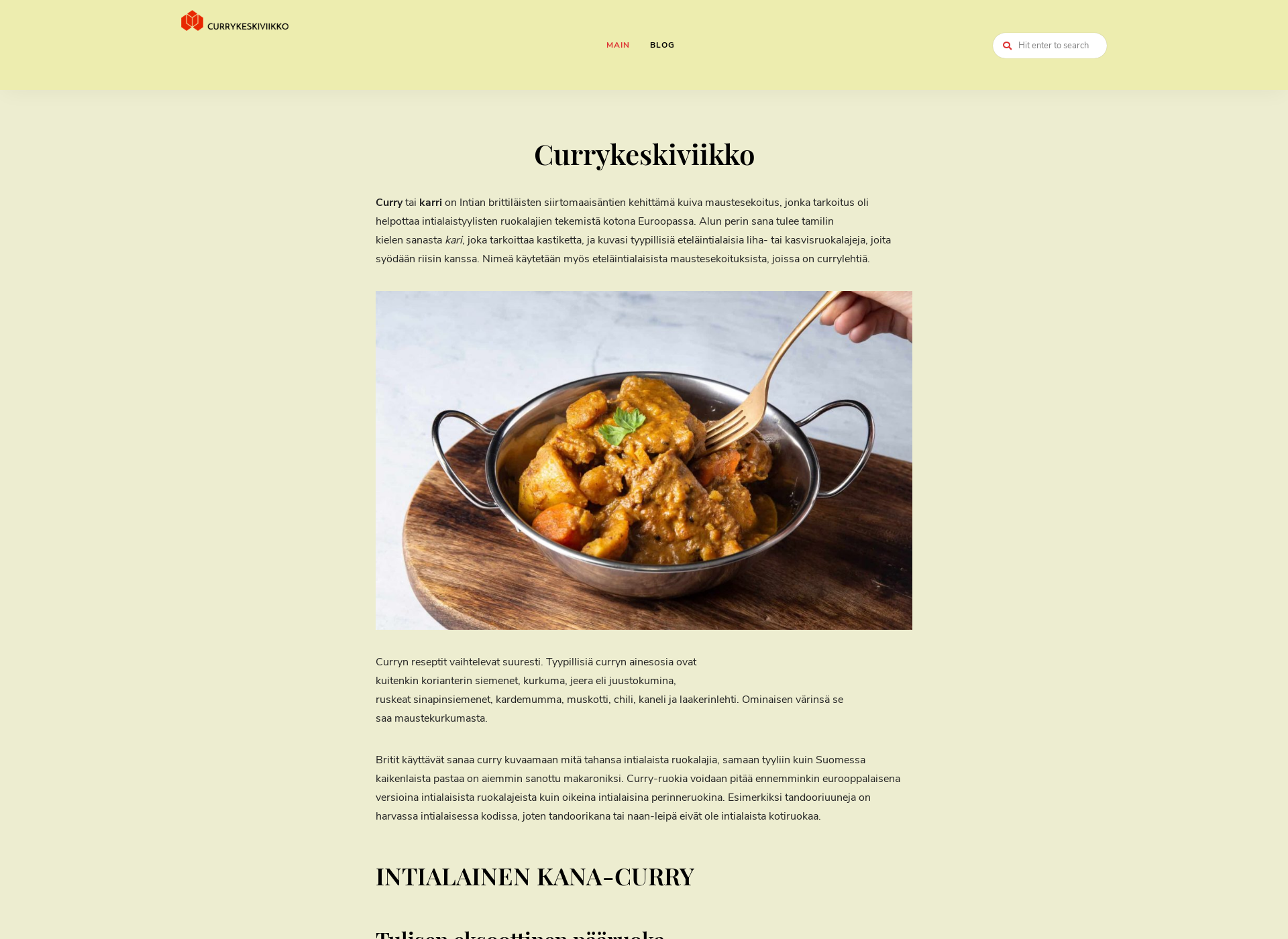 Skärmdump för currykeskiviikko.fi