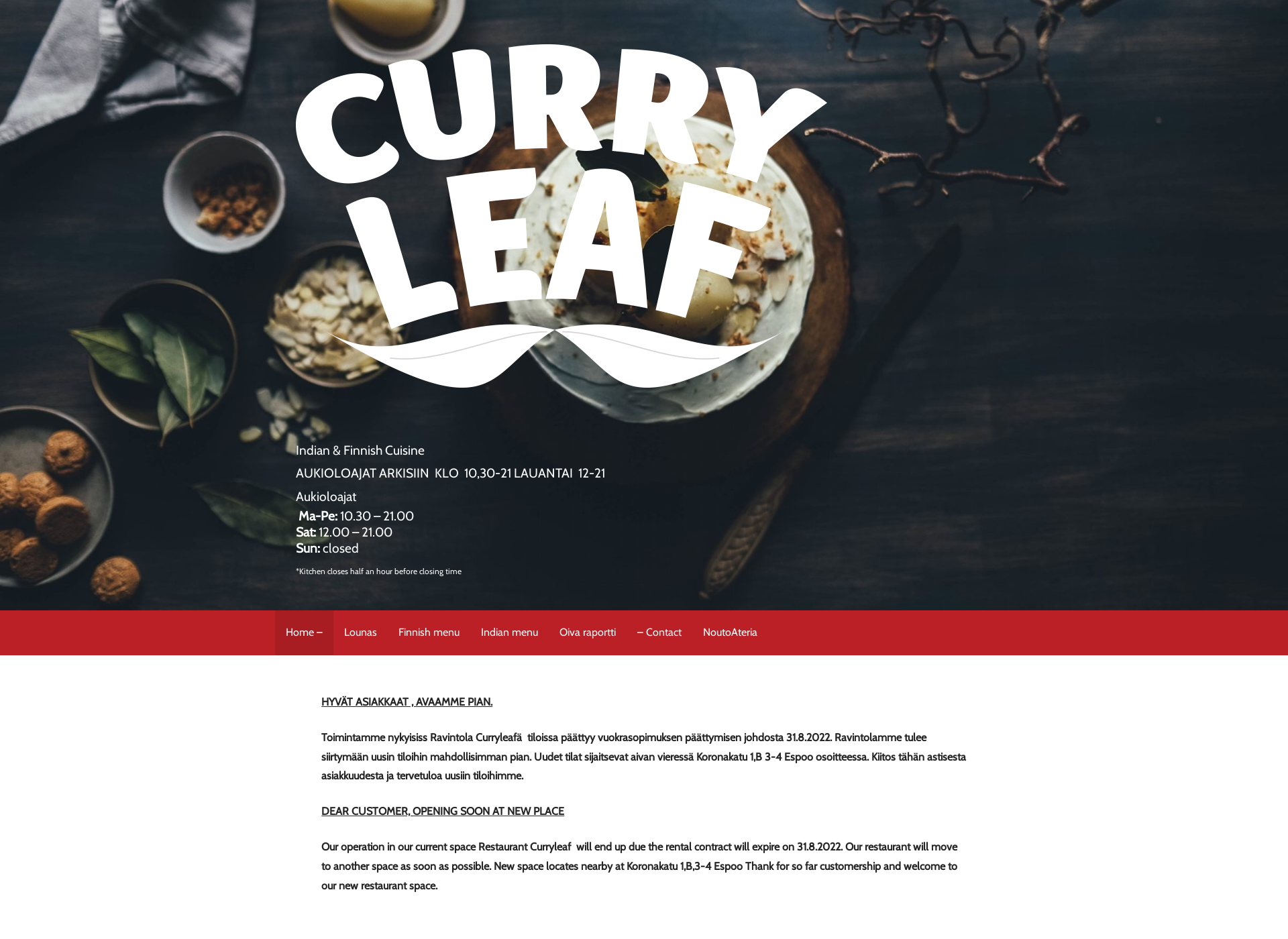 Screenshot for curryleaf.fi