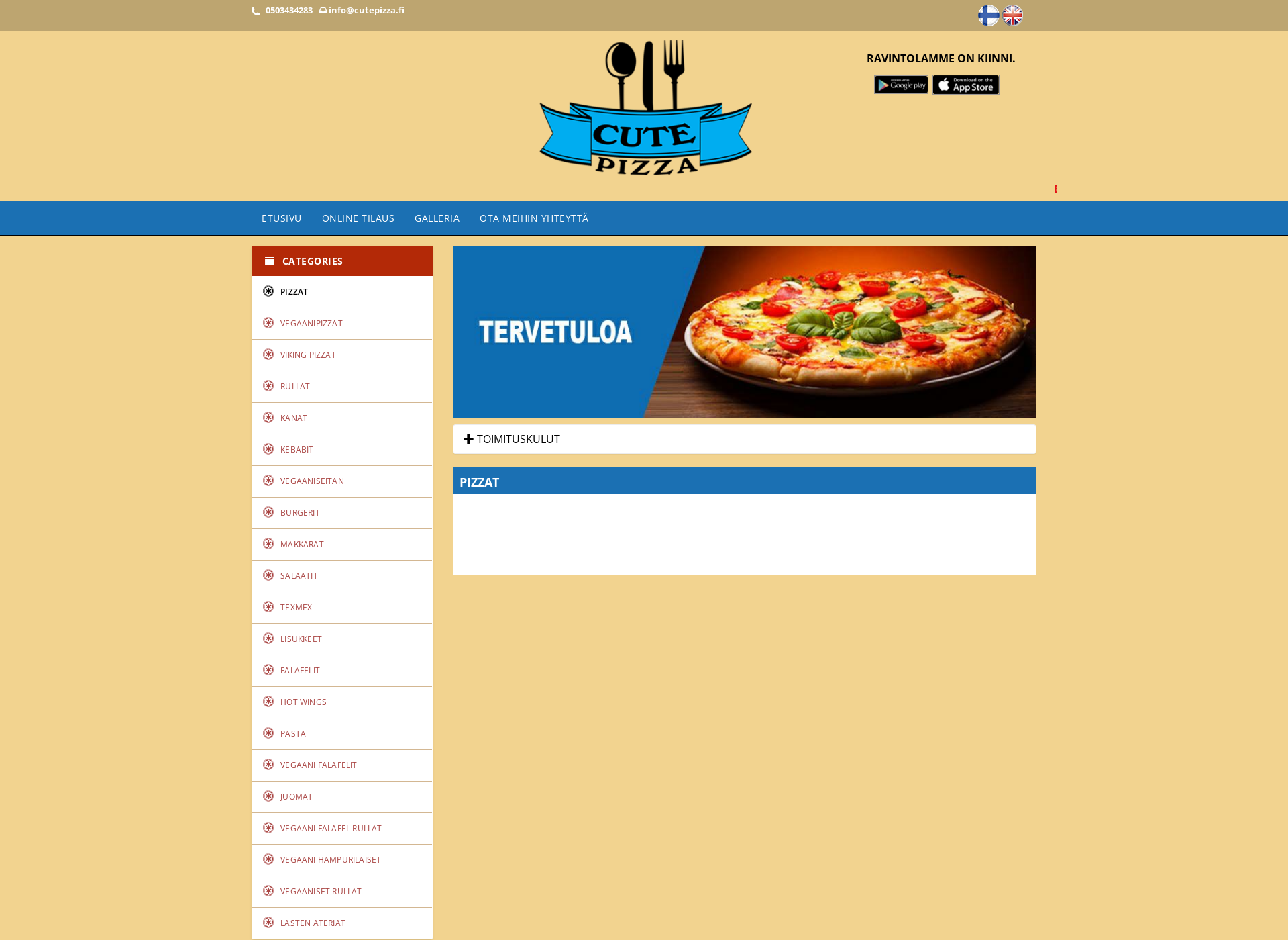 Skärmdump för cutepizza.fi