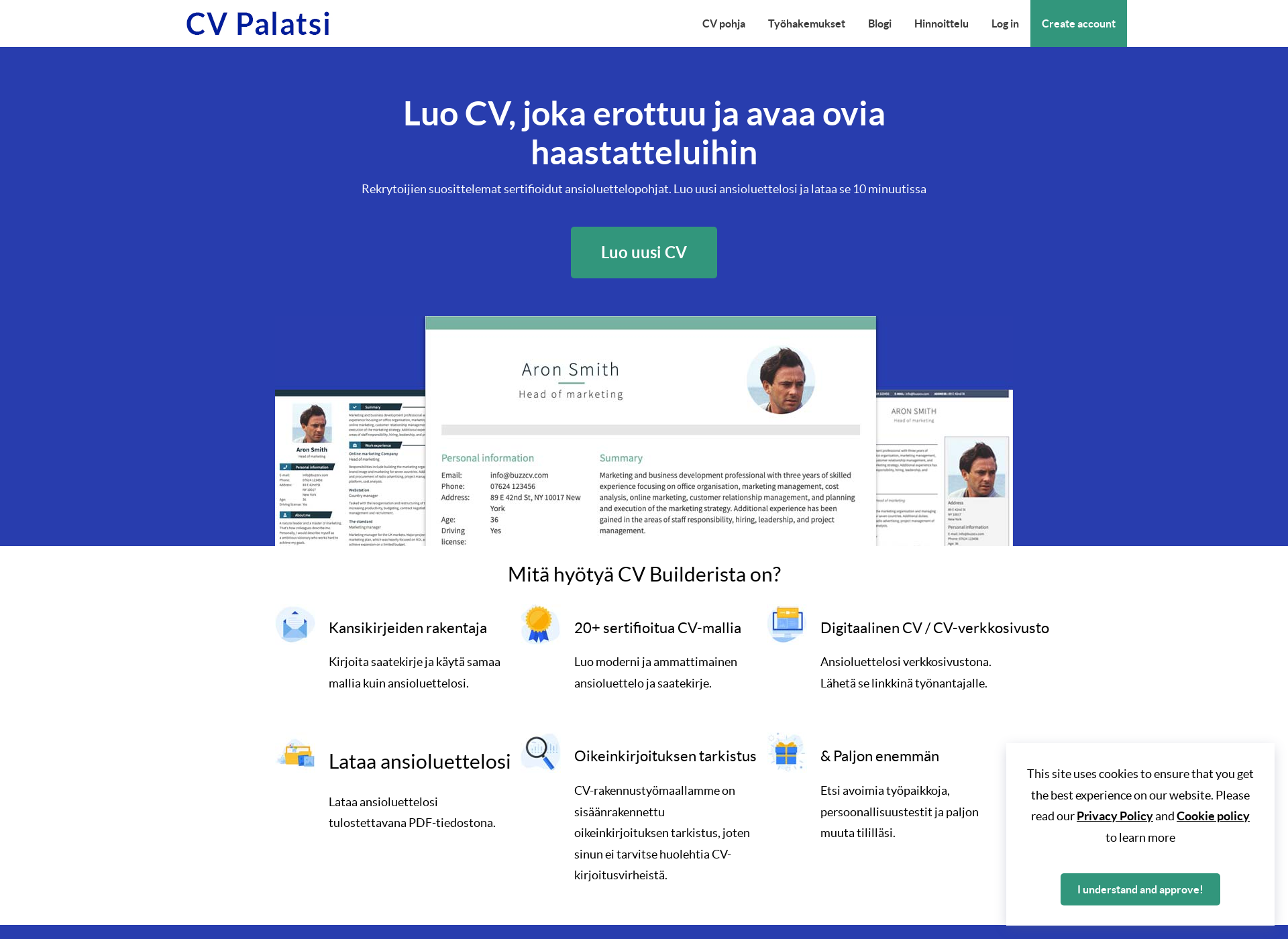 Screenshot for cvpalatsi.fi