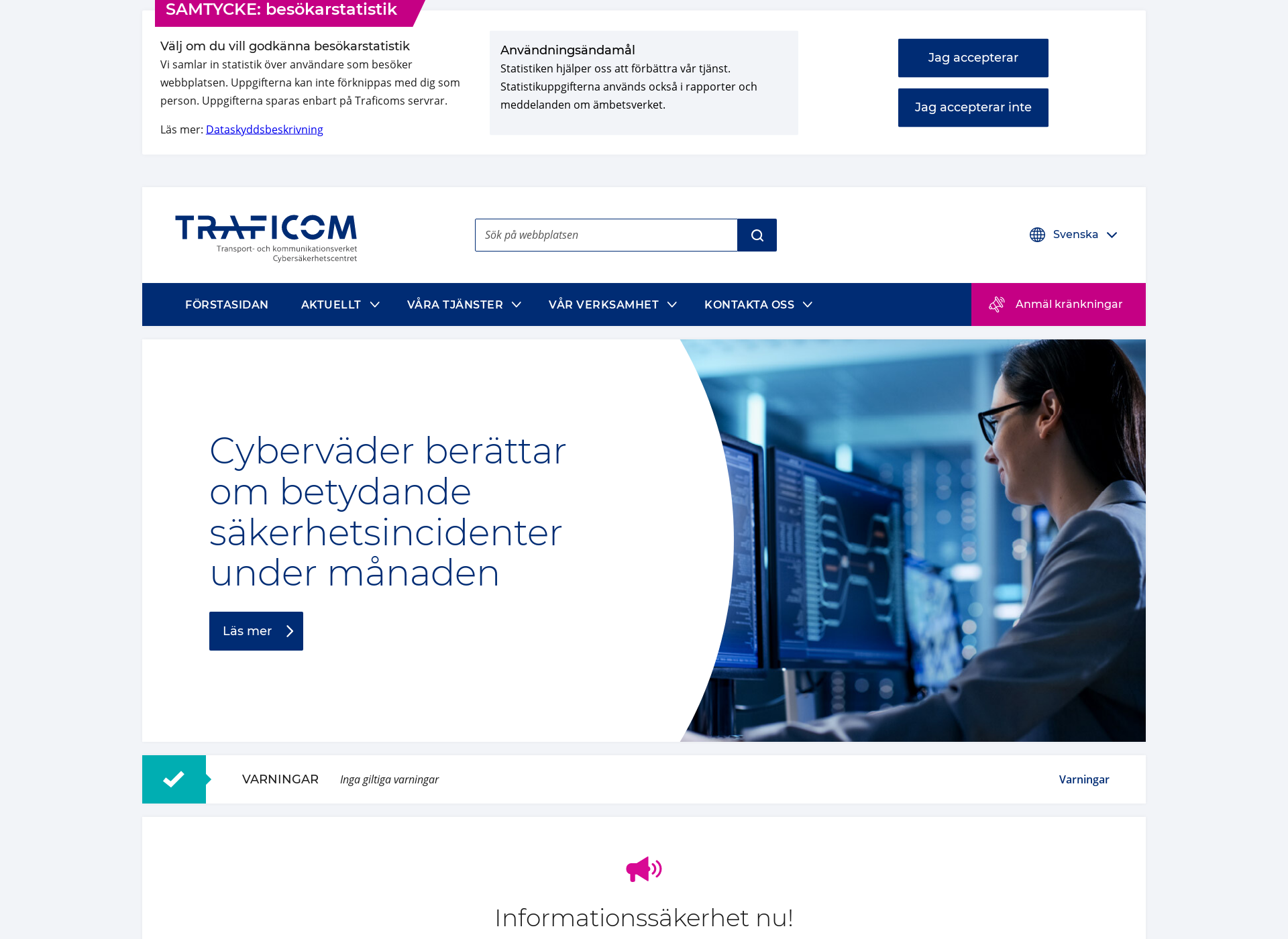 Skärmdump för cybersakerhetscenter.fi