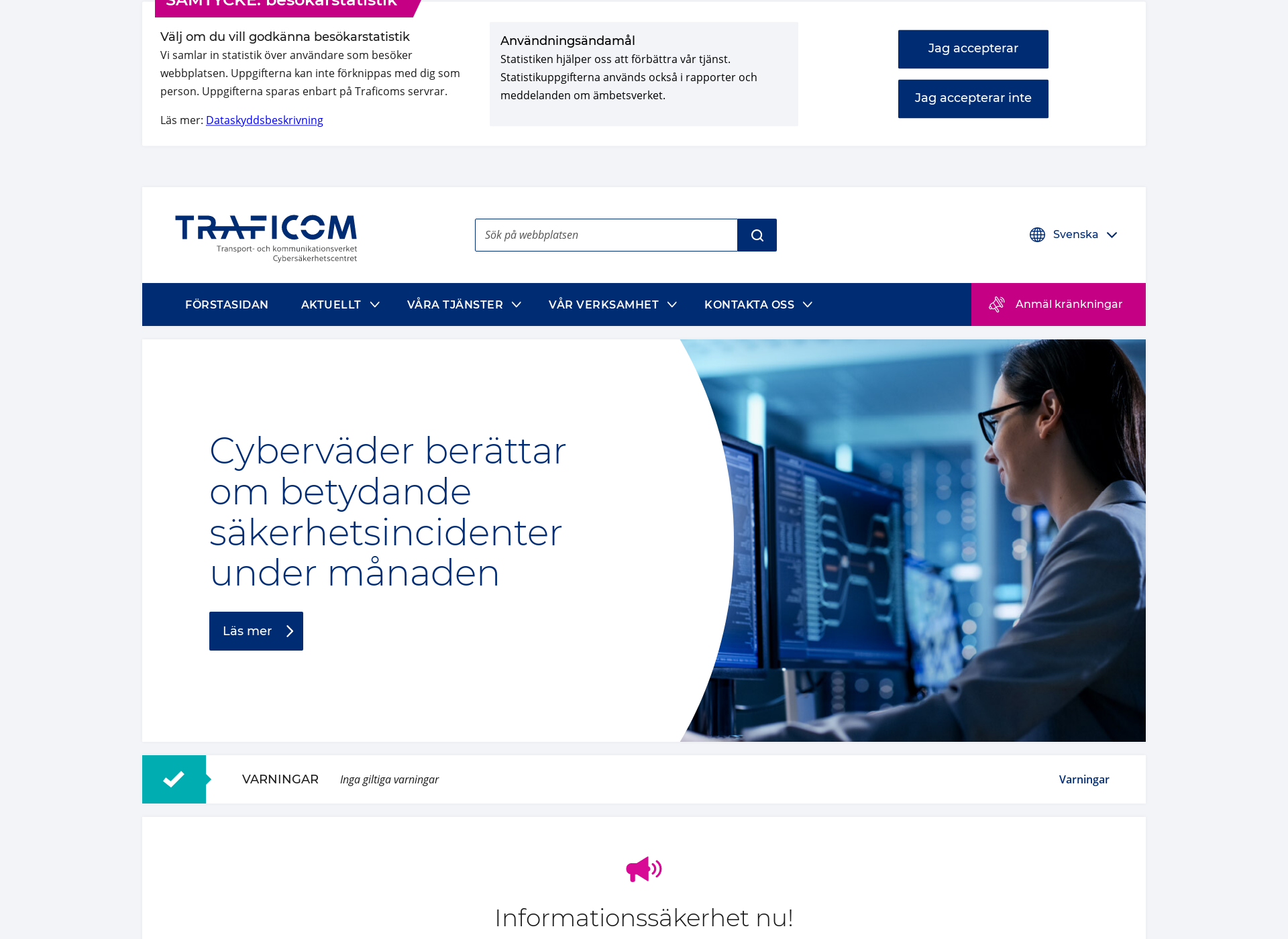 Skärmdump för cybersäkerhetscenter.fi