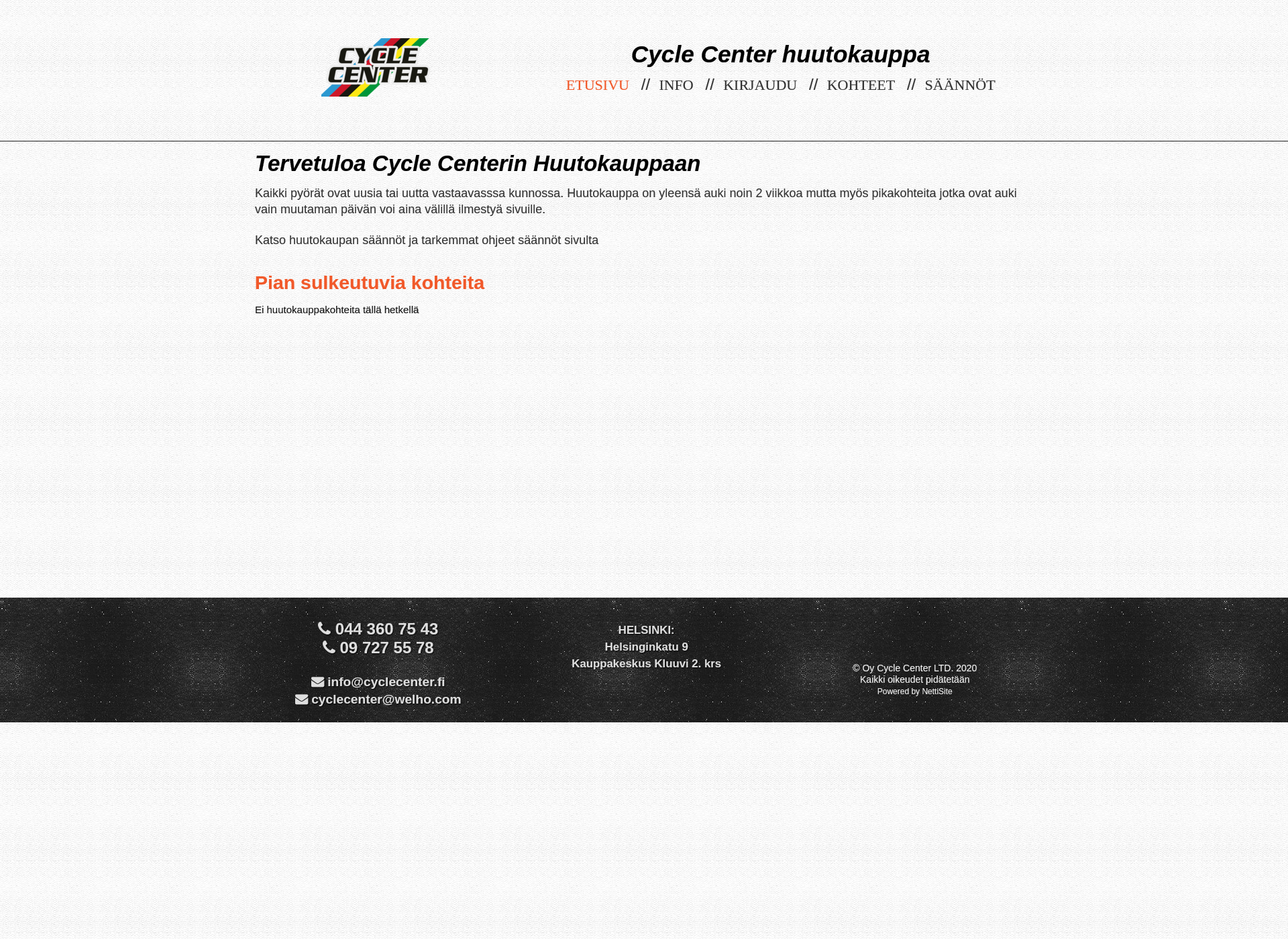 Skärmdump för cyclecenterhuutokauppa.fi