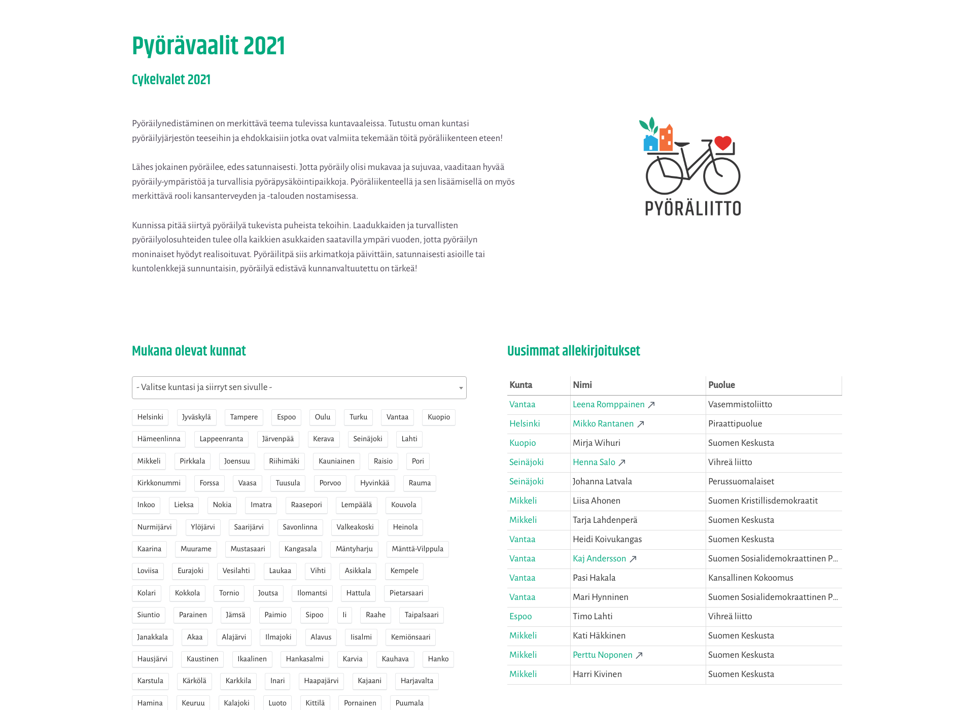 Screenshot for cykelvalet.fi