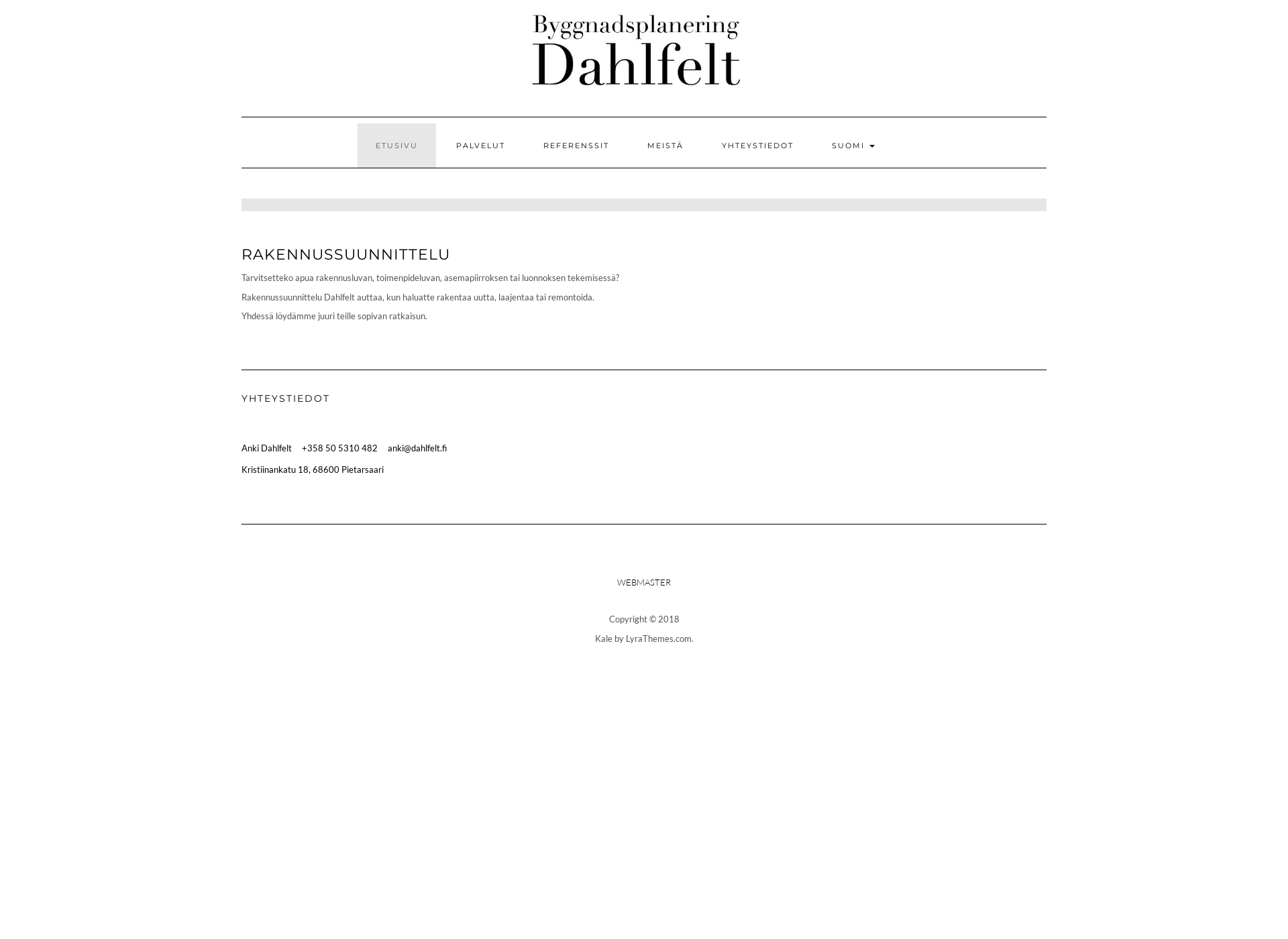 Skärmdump för dahlfelt.fi