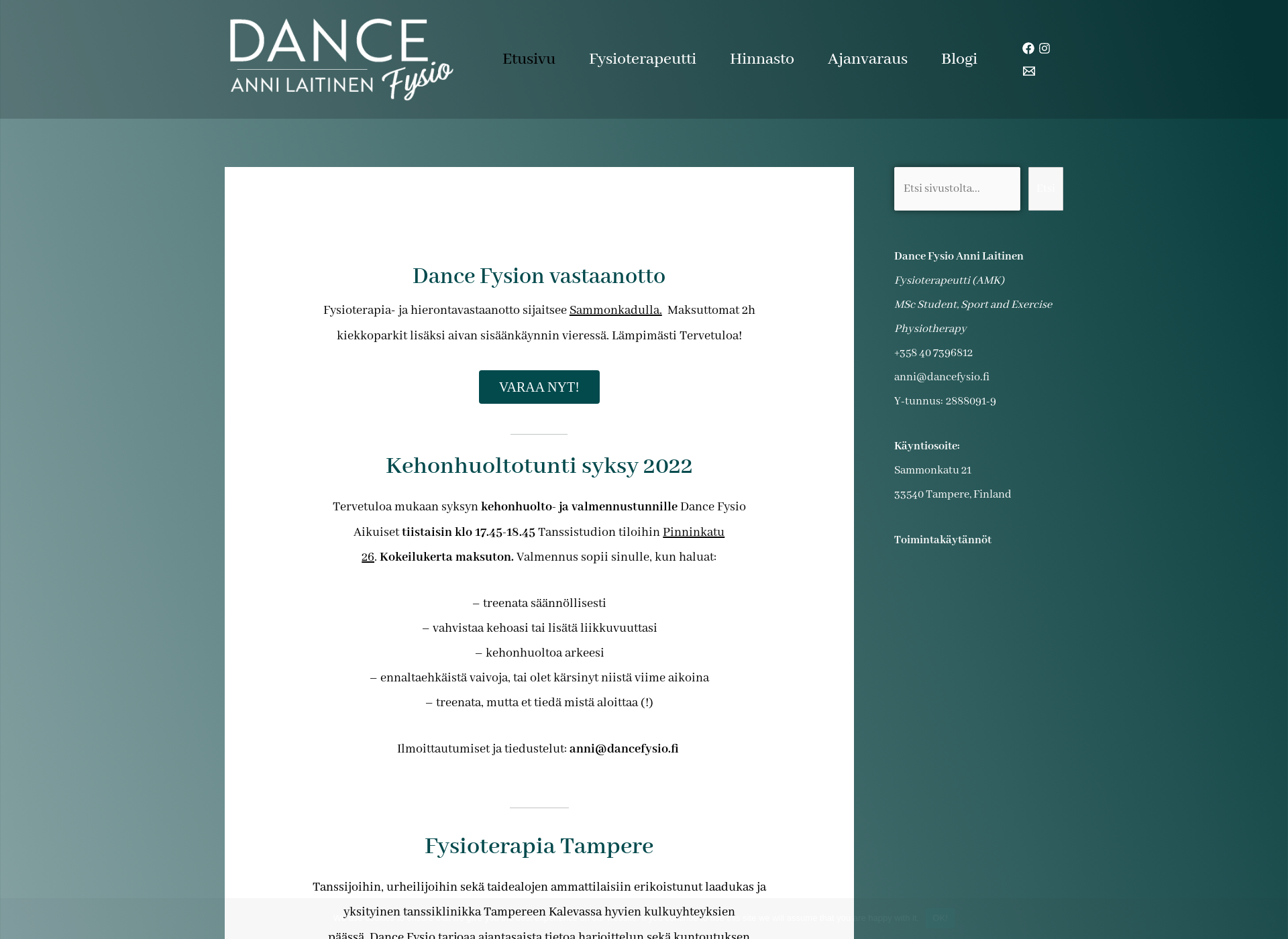 Screenshot for dancefysio.fi
