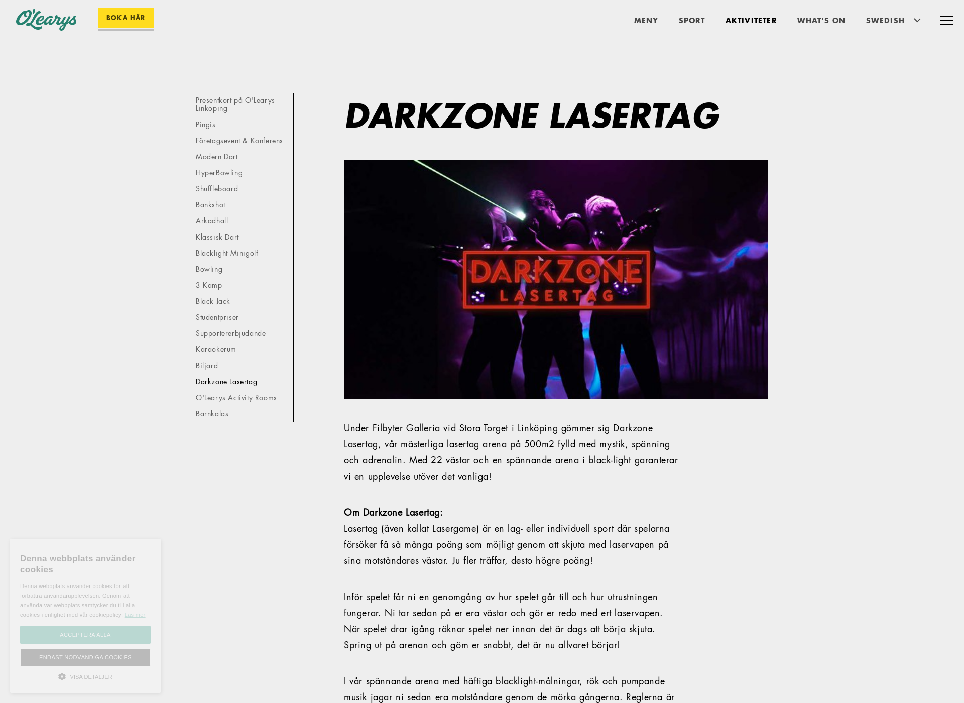 Skärmdump för darkzonelasertag.fi