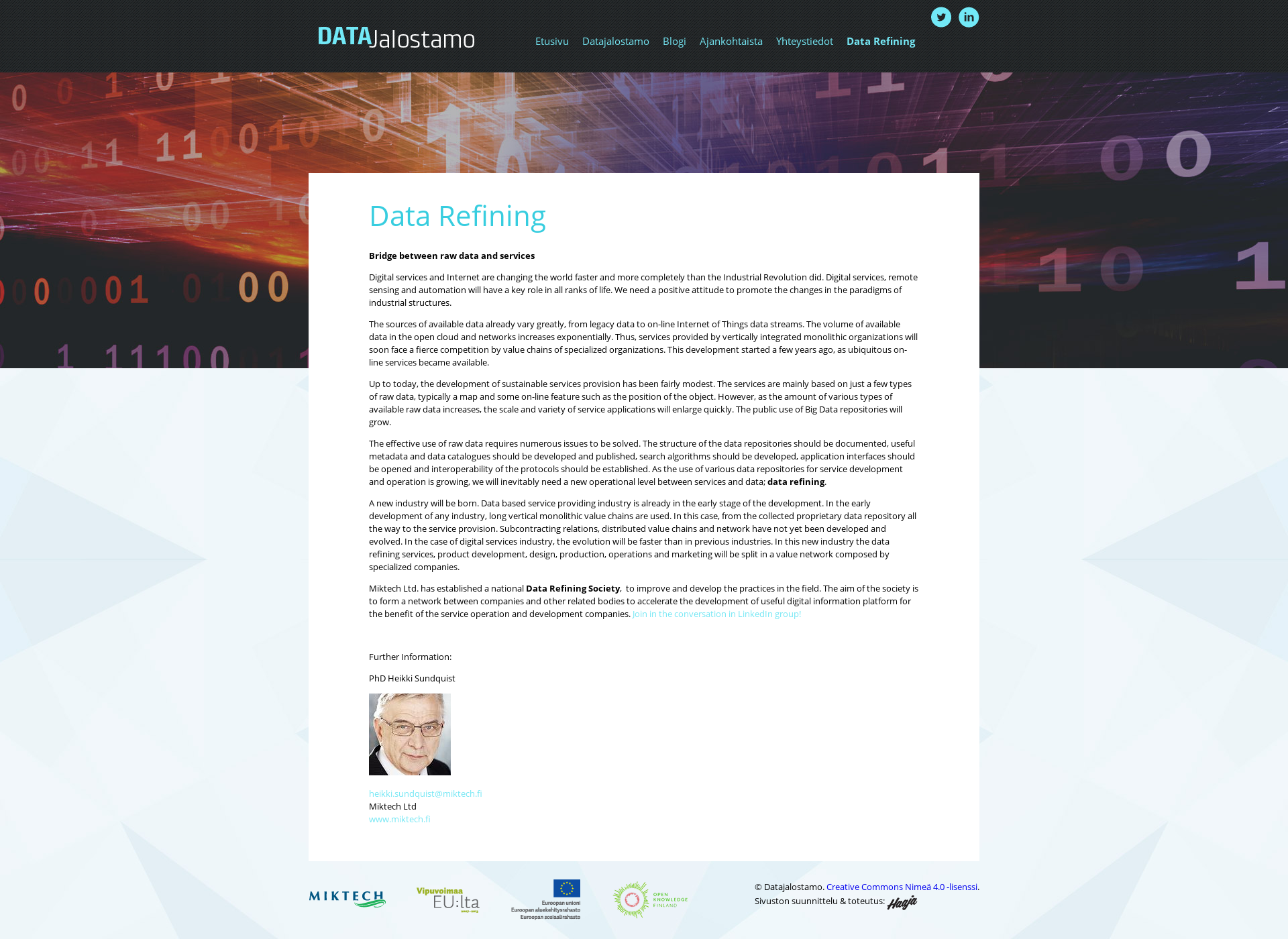 Skärmdump för datarefining.fi