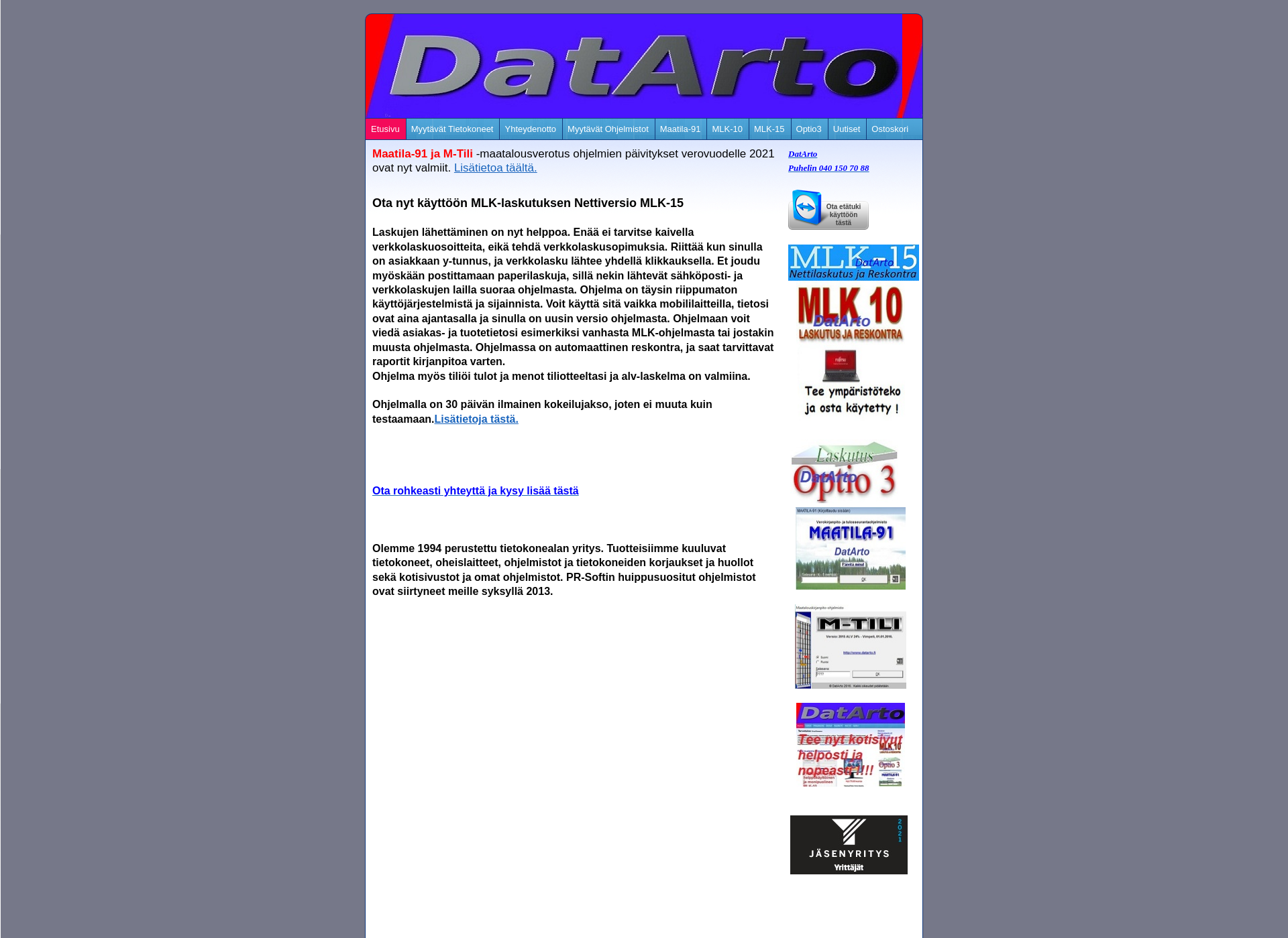 Screenshot for datarto.fi