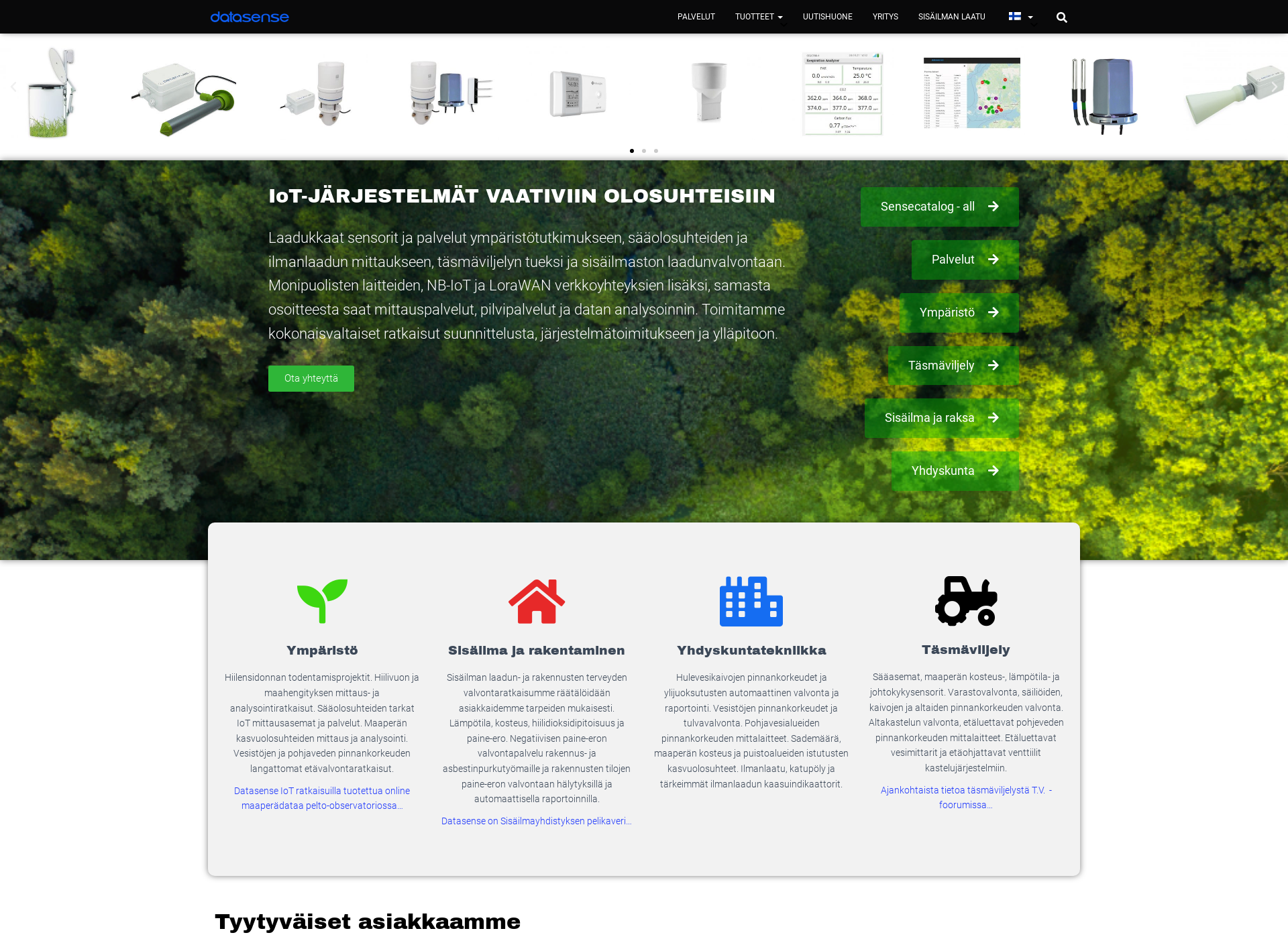 Skärmdump för datasense.fi