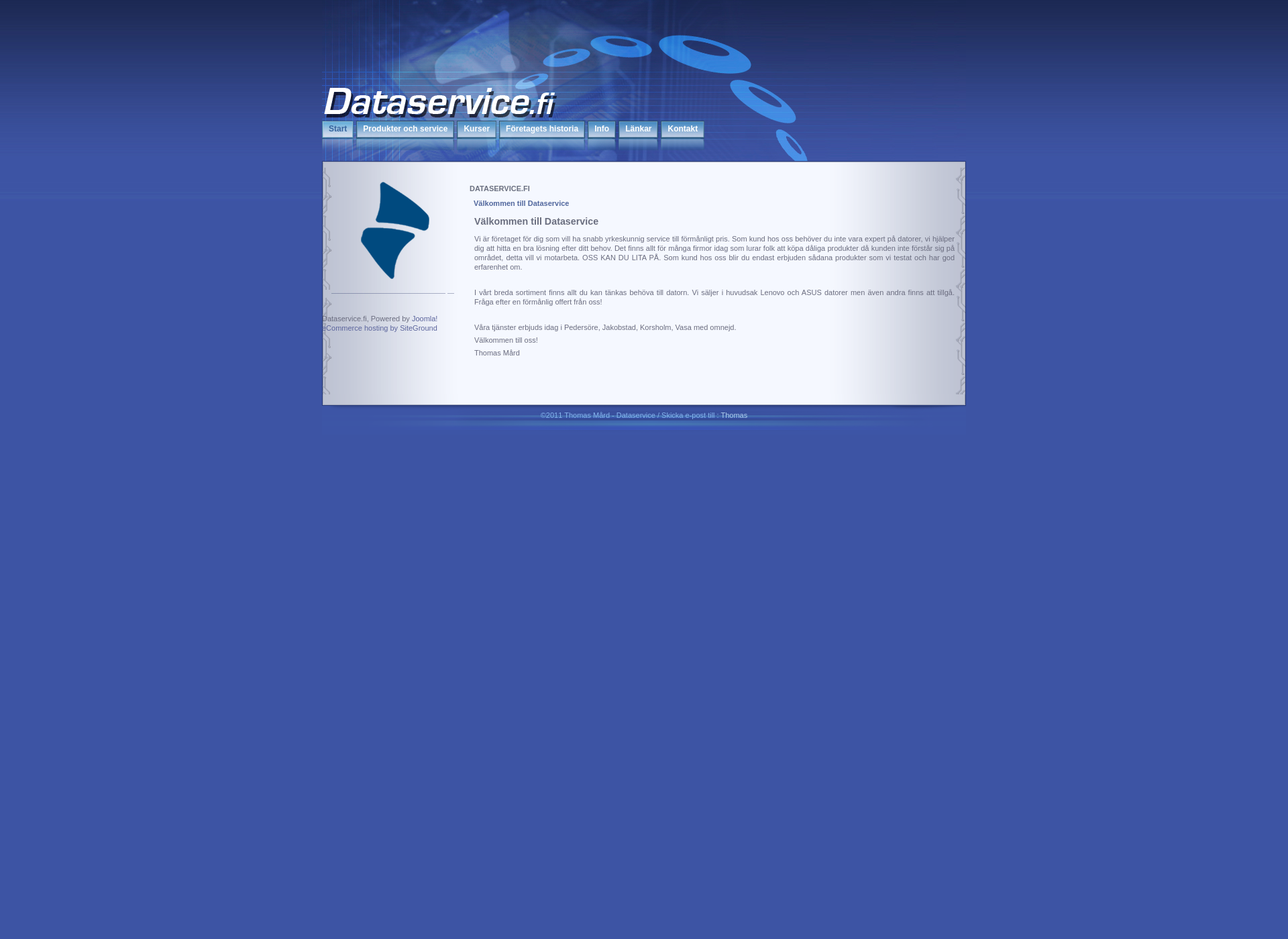 Skärmdump för dataservice.fi