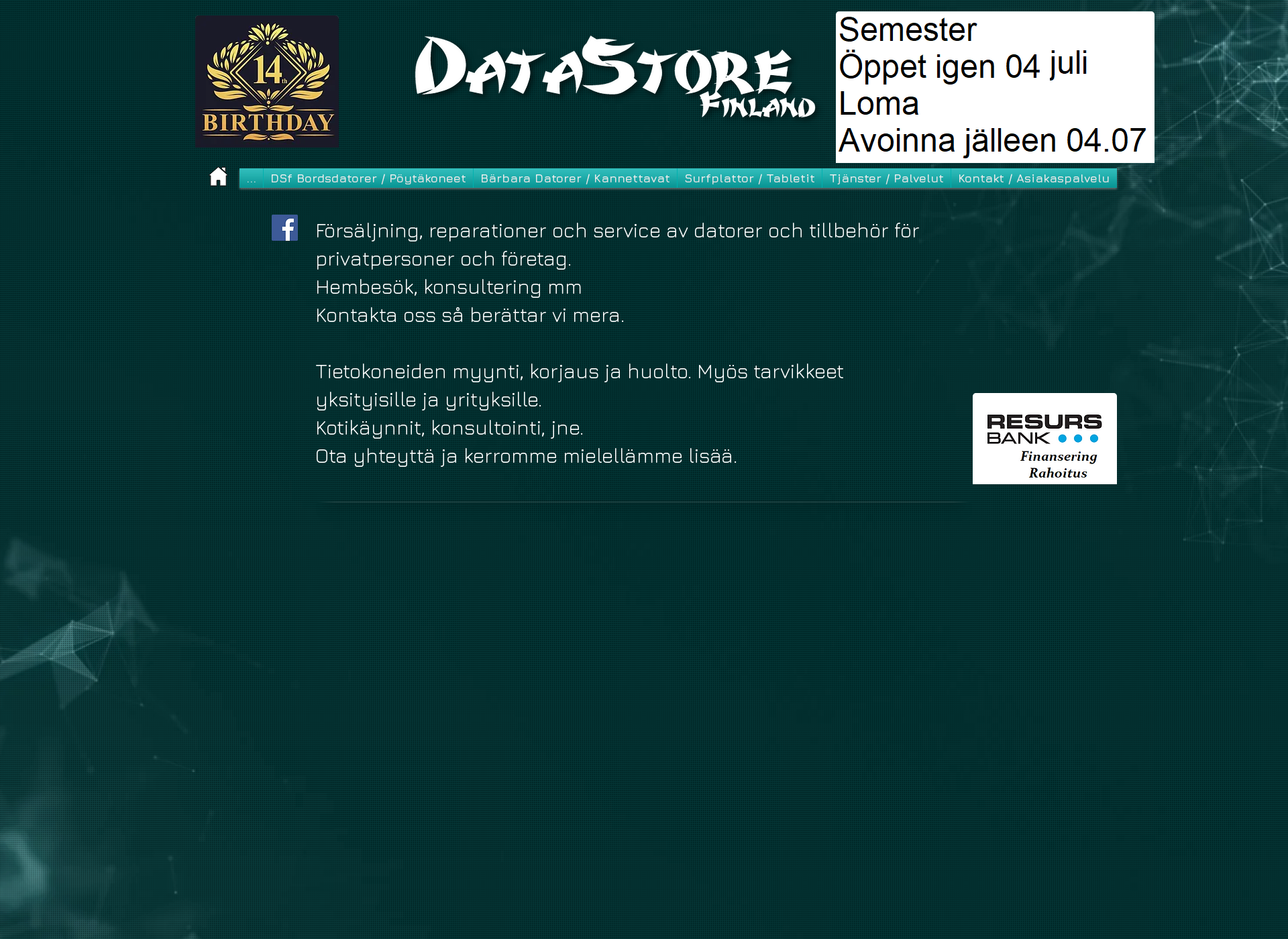 Skärmdump för datastore.fi