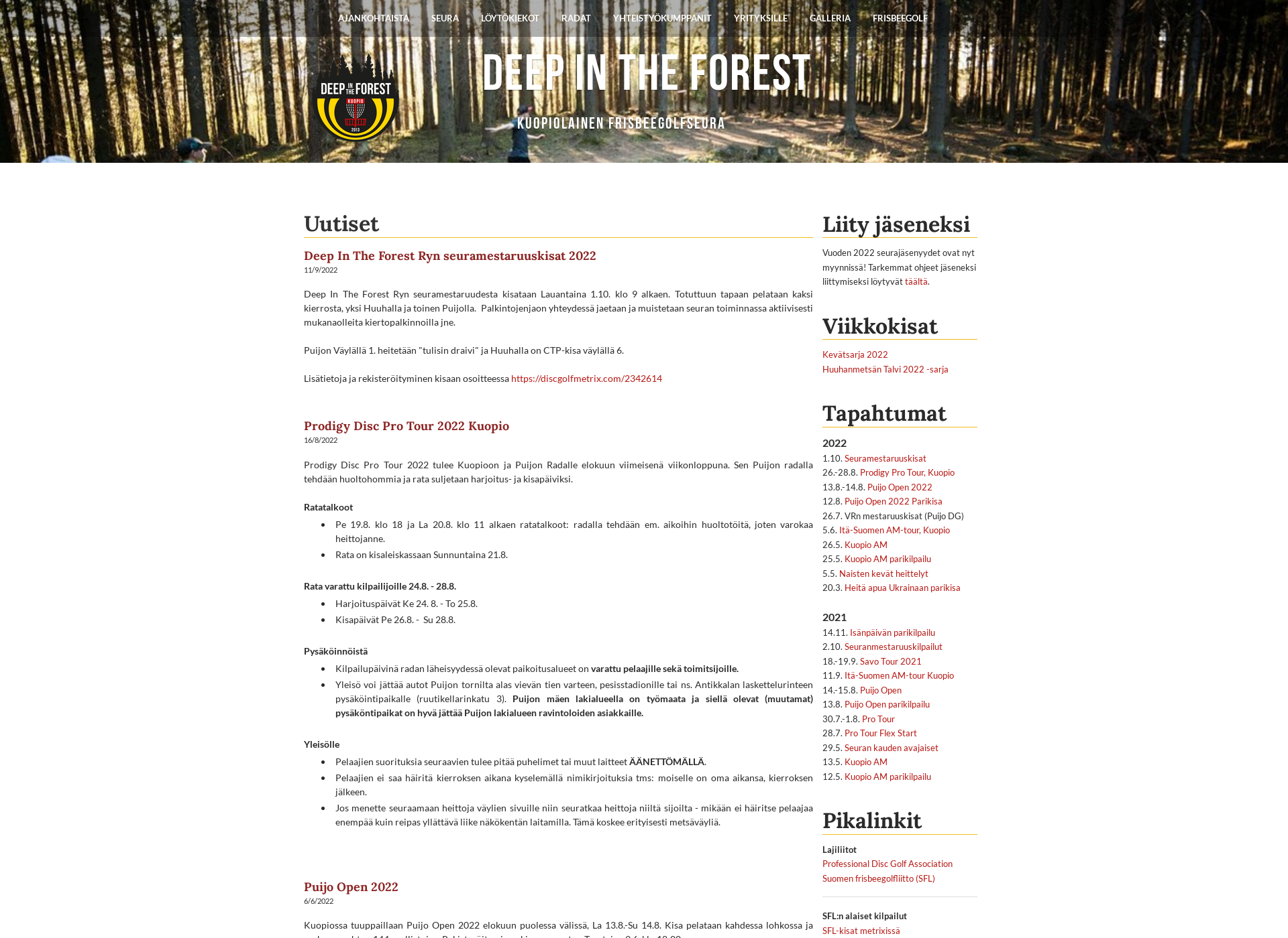 Näyttökuva deepintheforest.fi