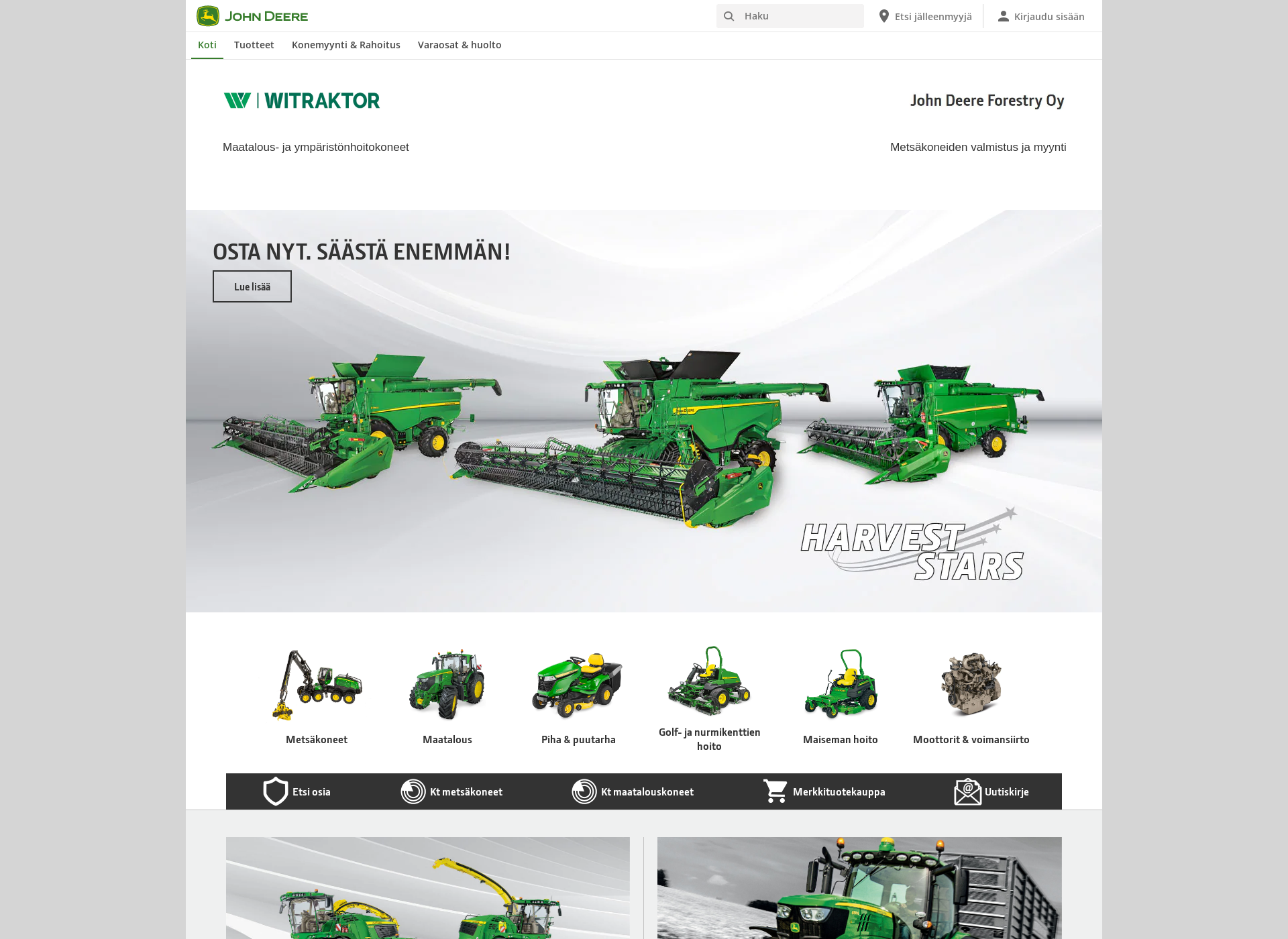 Skärmdump för deere.fi