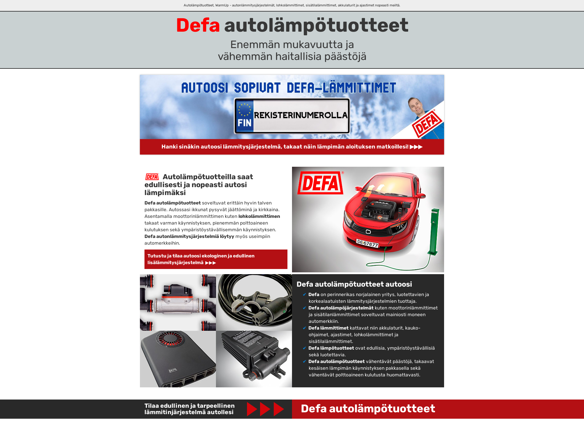 Screenshot for defa-autolämpötuotteet.fi