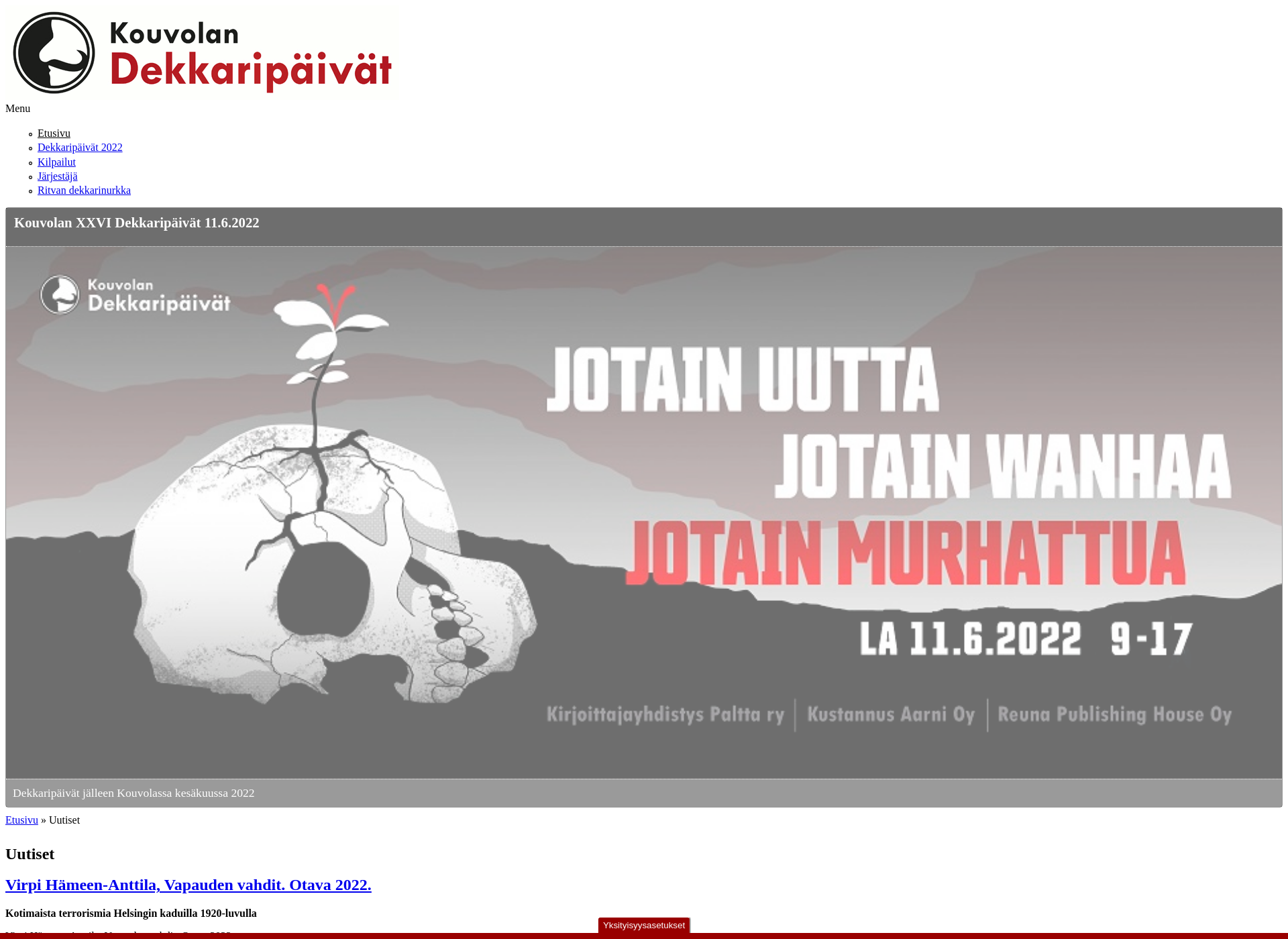 Skärmdump för dekkaripaivat.fi