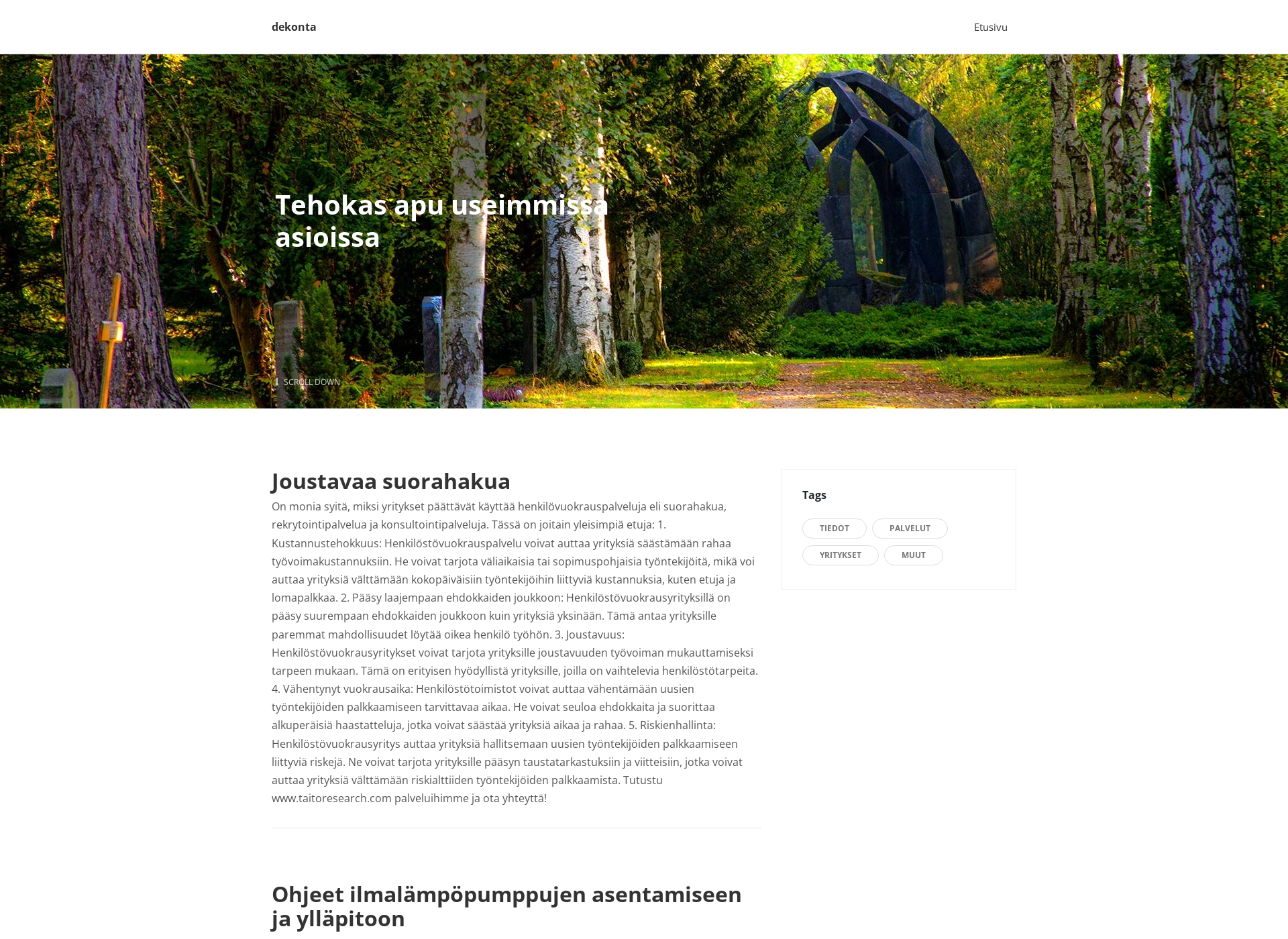Skärmdump för dekonta.fi