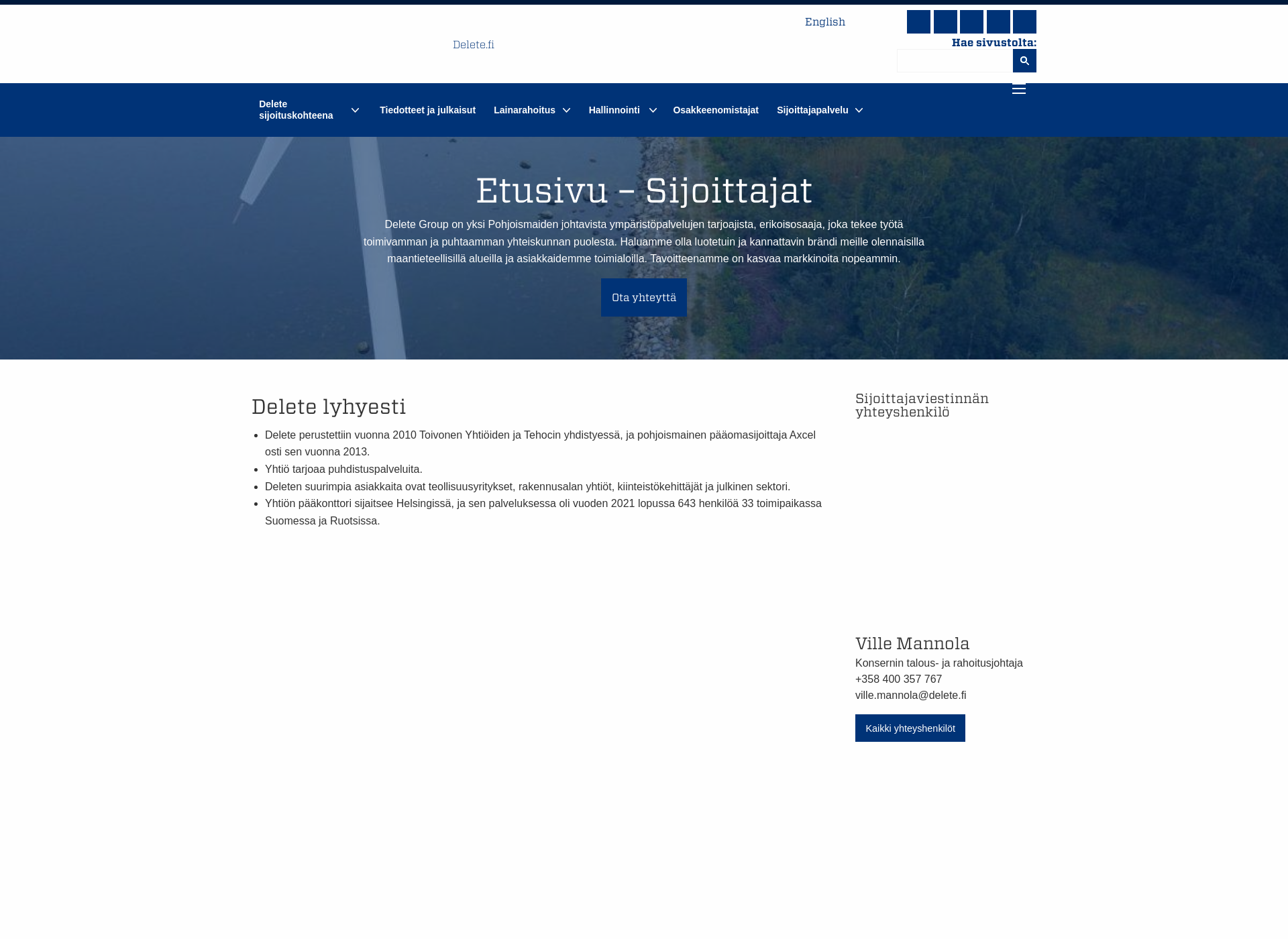 Skärmdump för deletegroup.fi