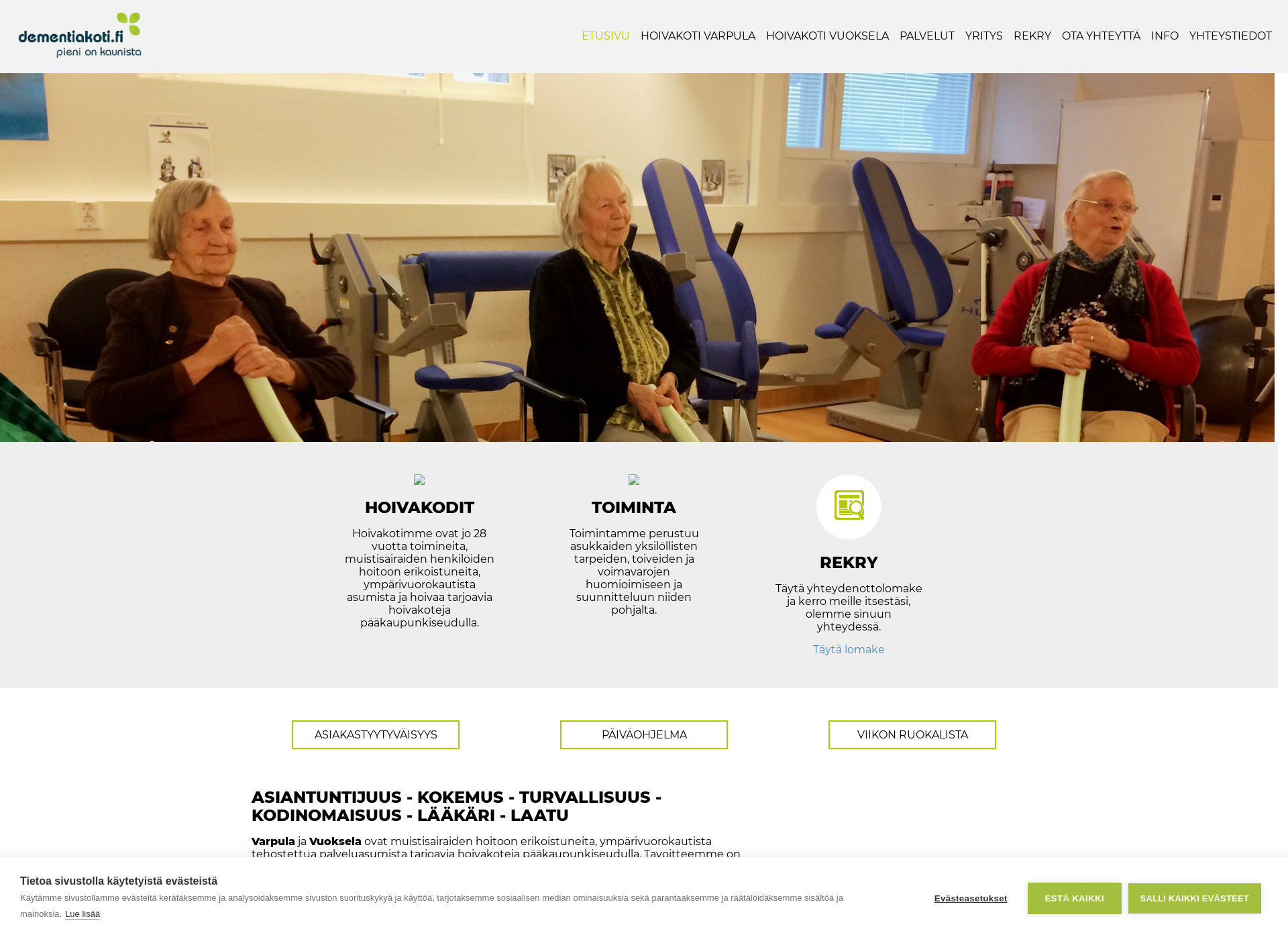Skärmdump för dementiakoti.fi