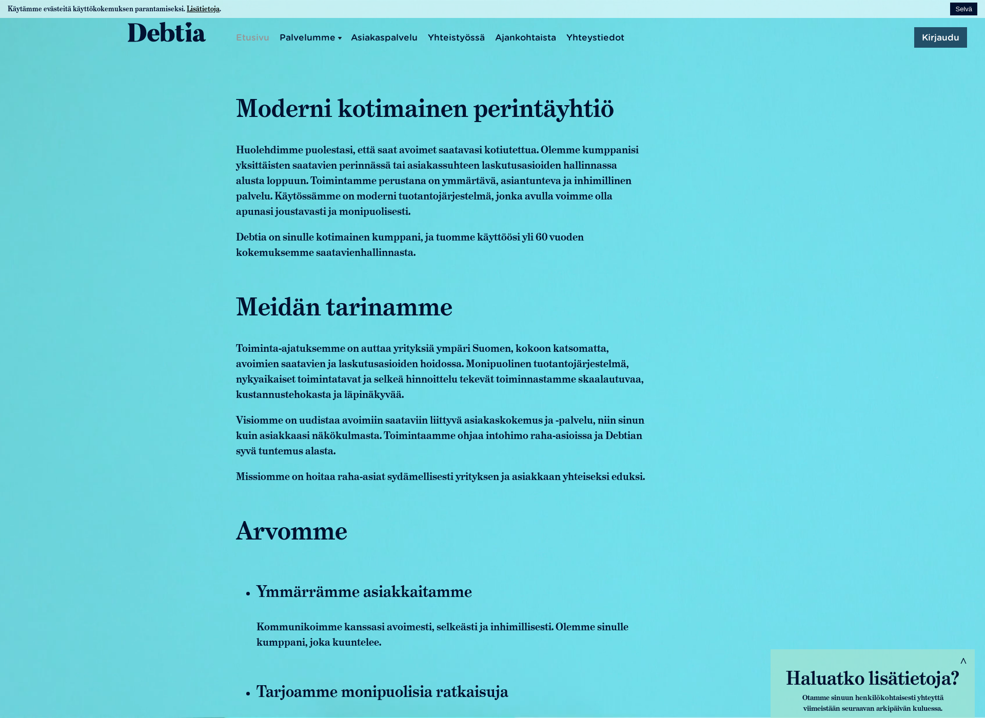 Skärmdump för deptia.fi
