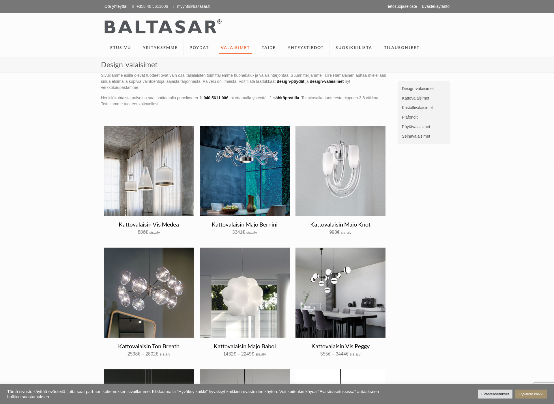 Screenshot for design-valaisimet.fi