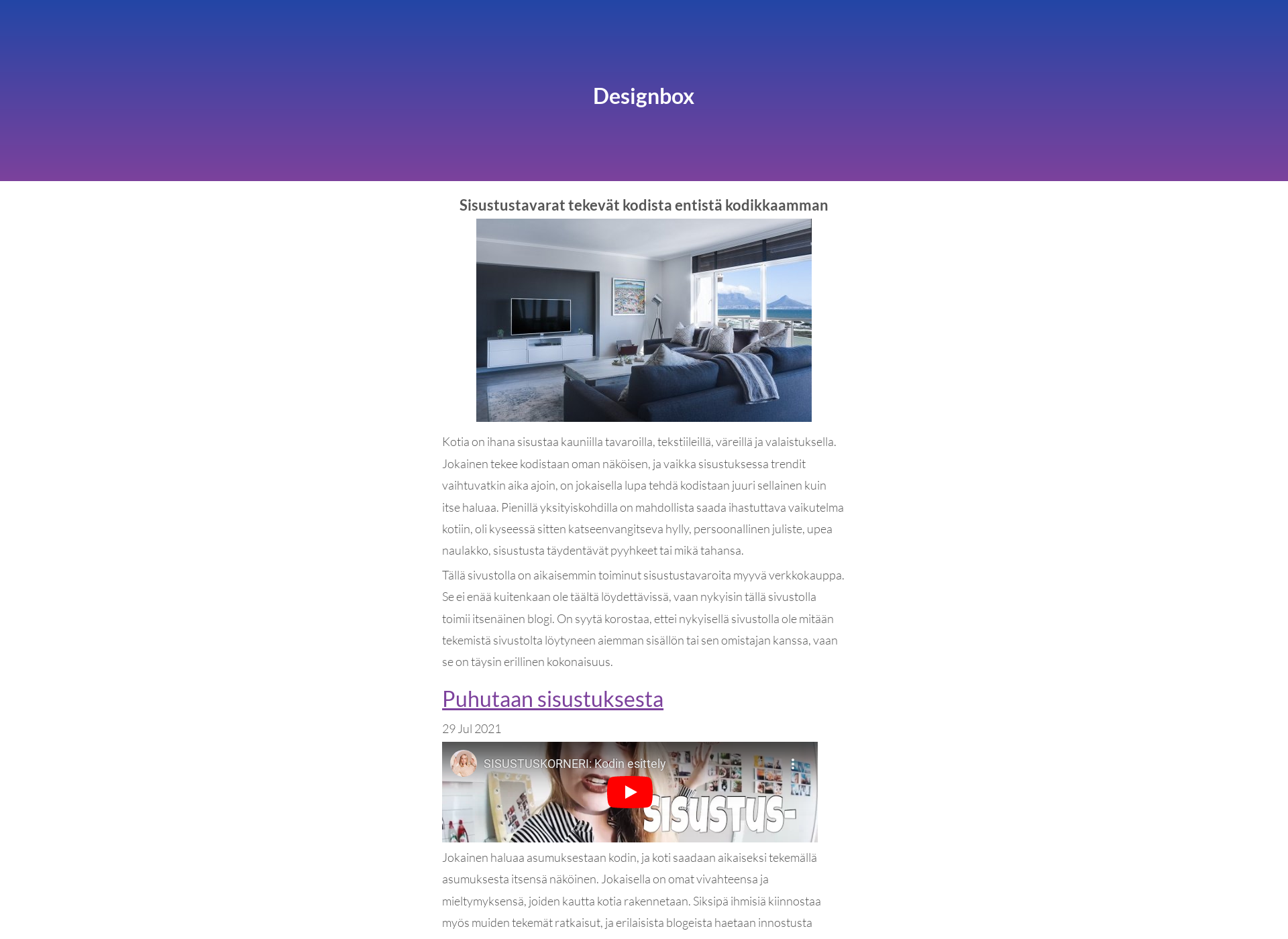Skärmdump för designbox.fi
