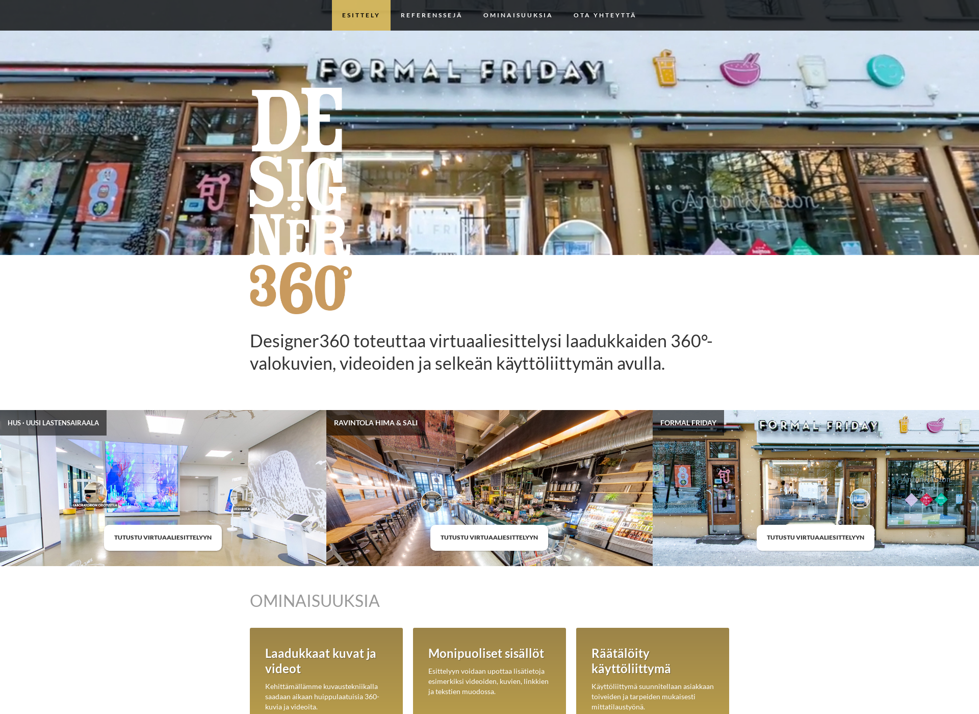 Skärmdump för designer360.fi