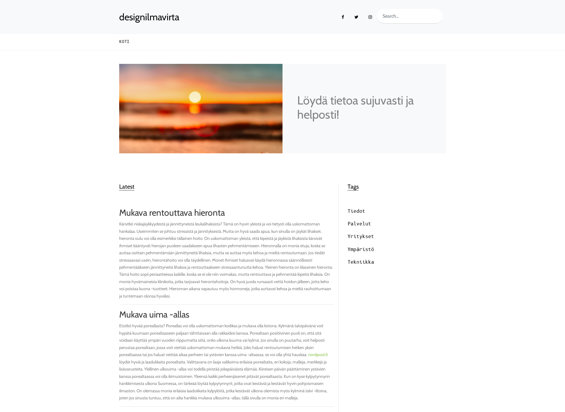 Skärmdump för designilmavirta.fi