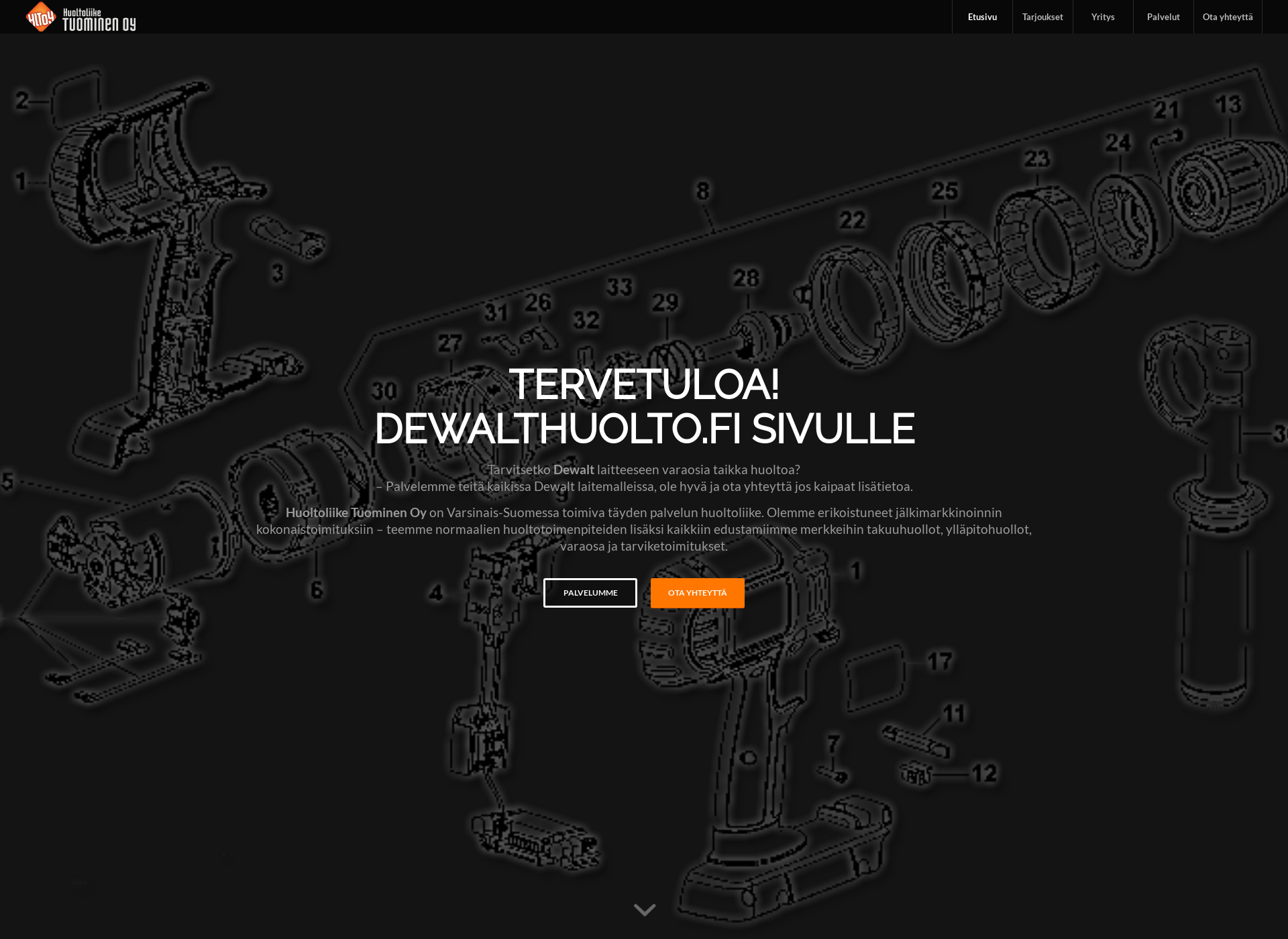 Skärmdump för dewalthuolto.fi