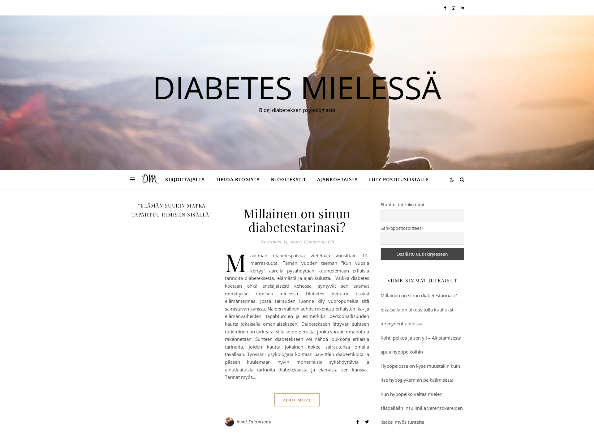 Screenshot for diabetesmielessa.fi