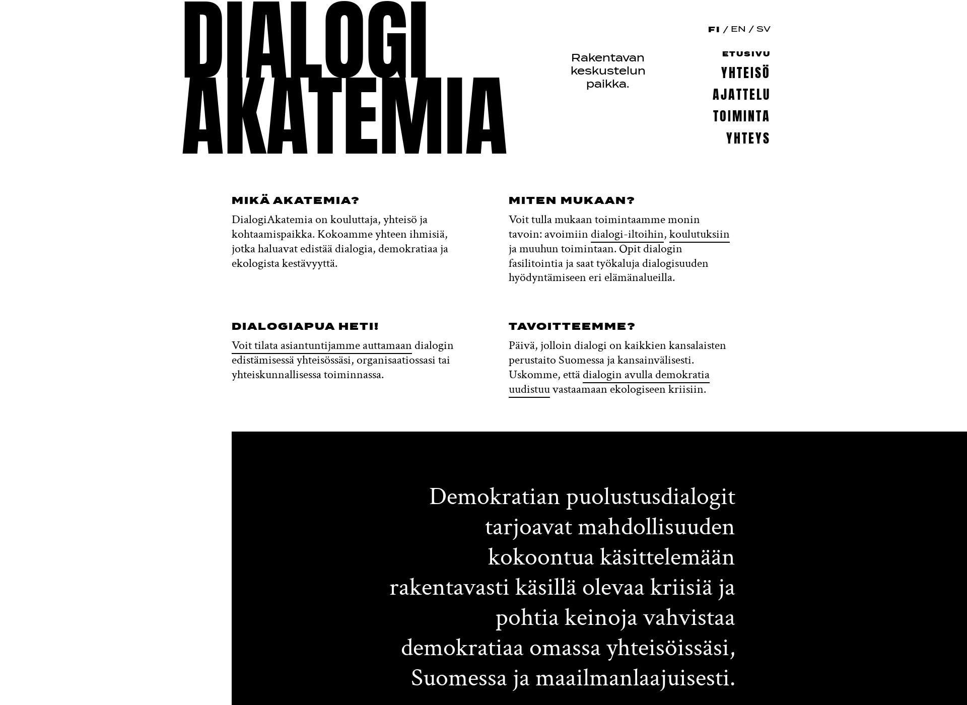 Skärmdump för dialogiakatemia.fi