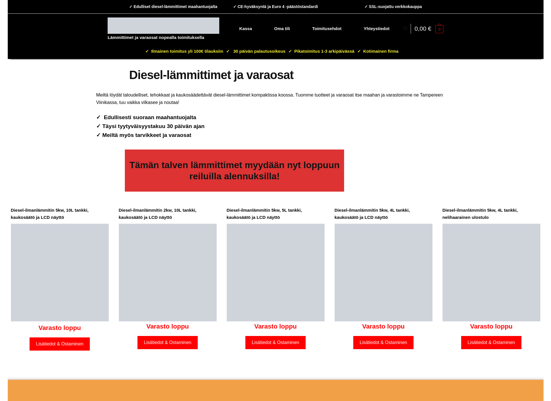 Skärmdump för diesel-lämmitin.fi
