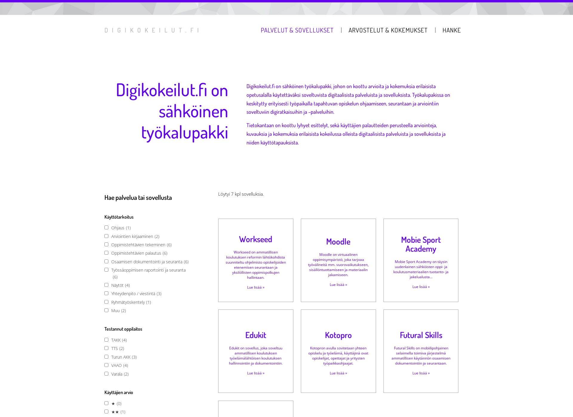 Screenshot for digikokeilut.fi