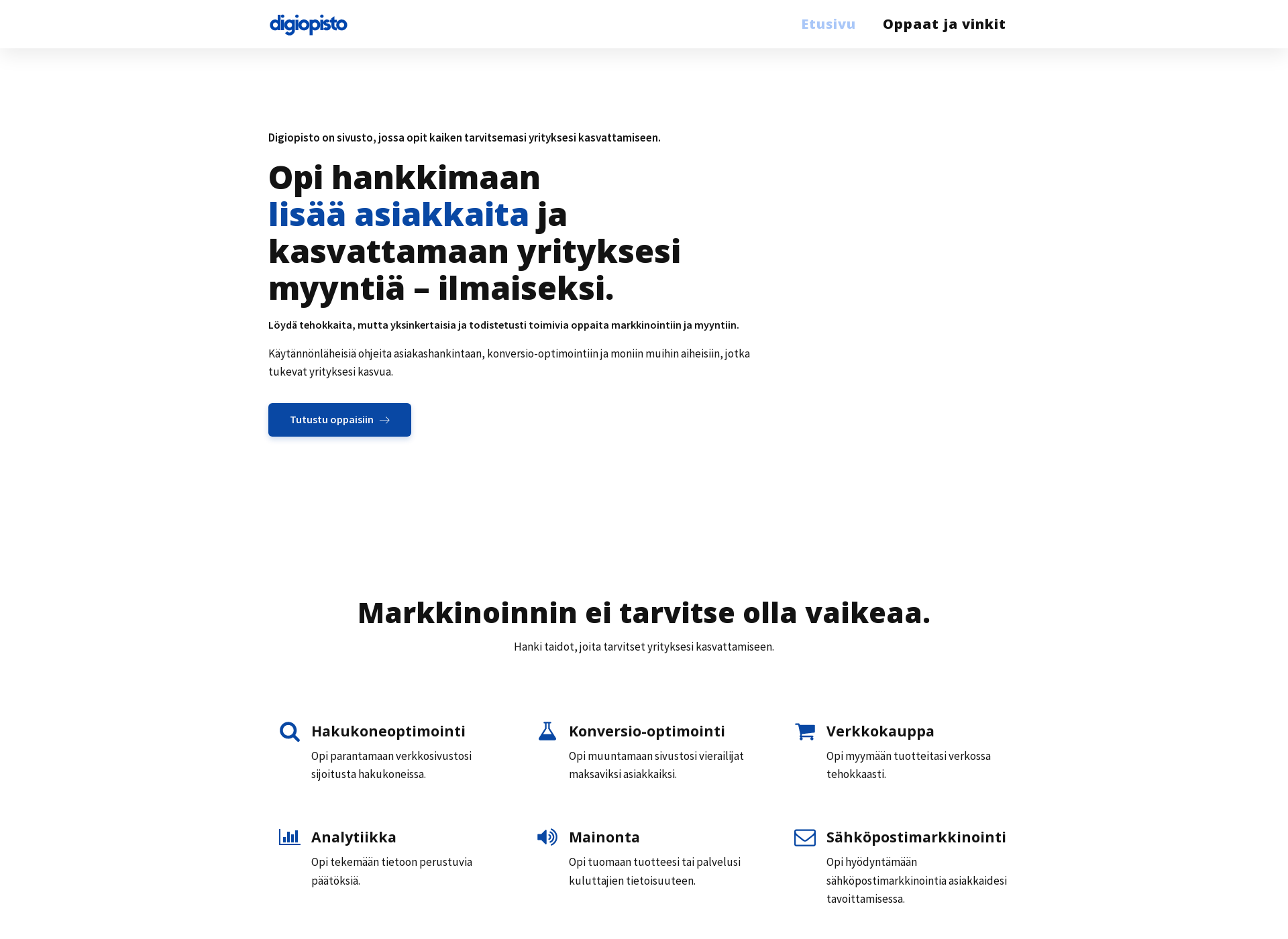 Skärmdump för digiopisto.fi