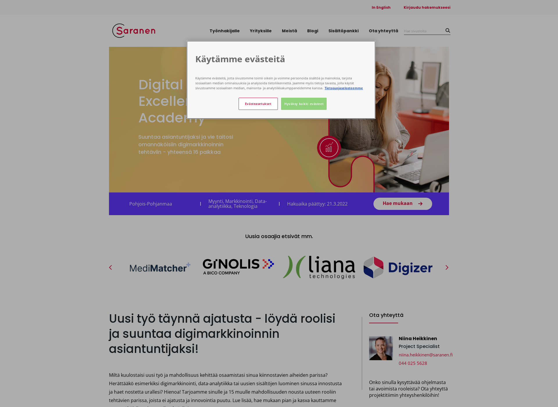 Skärmdump för digitalexcellenceacademy.fi
