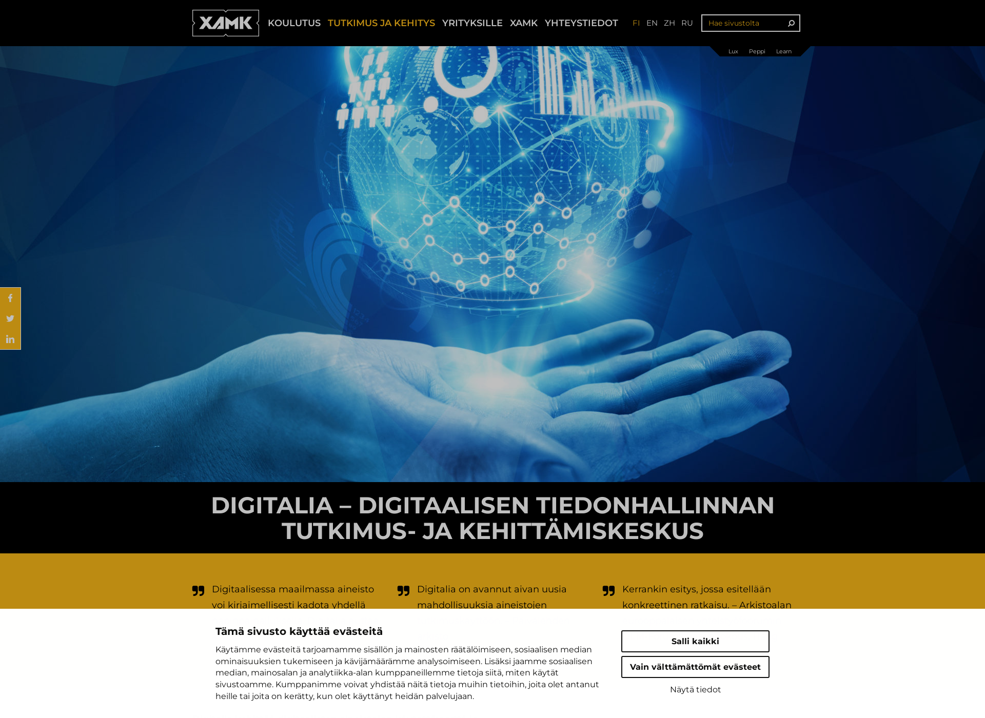 Skärmdump för digitalia.fi
