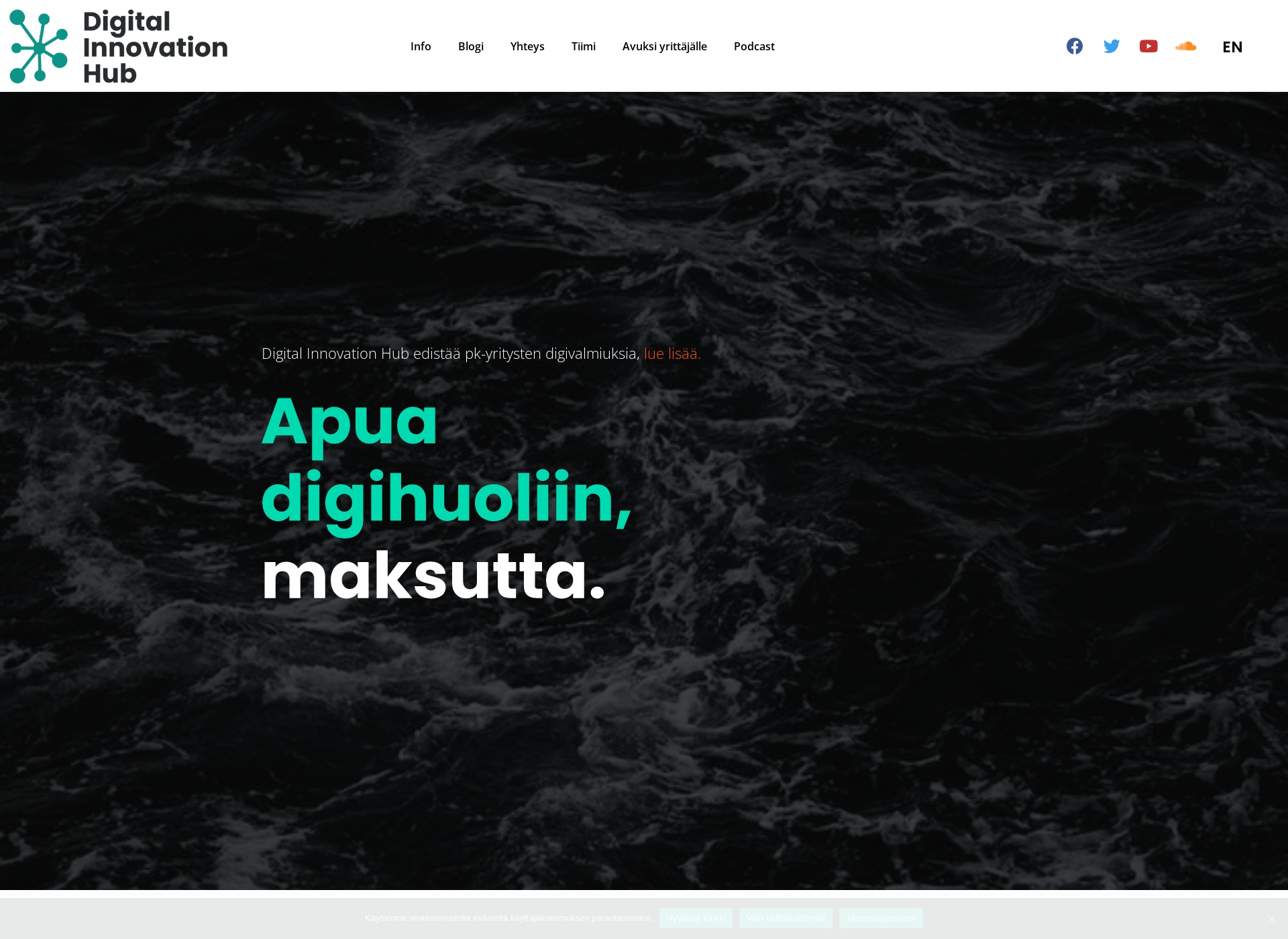 Skärmdump för digitalinnovationhub.fi