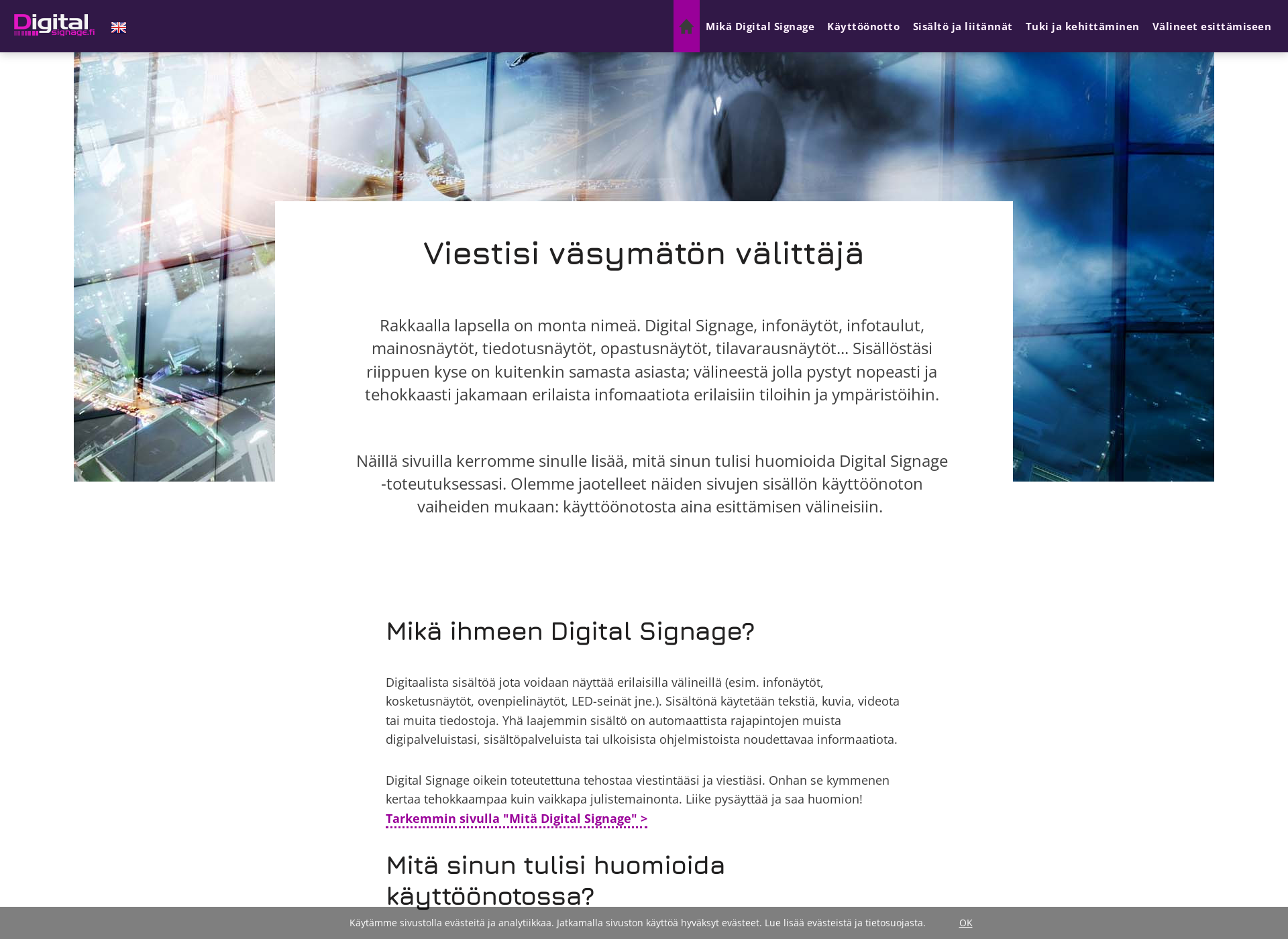 Näyttökuva digitalsignage.fi
