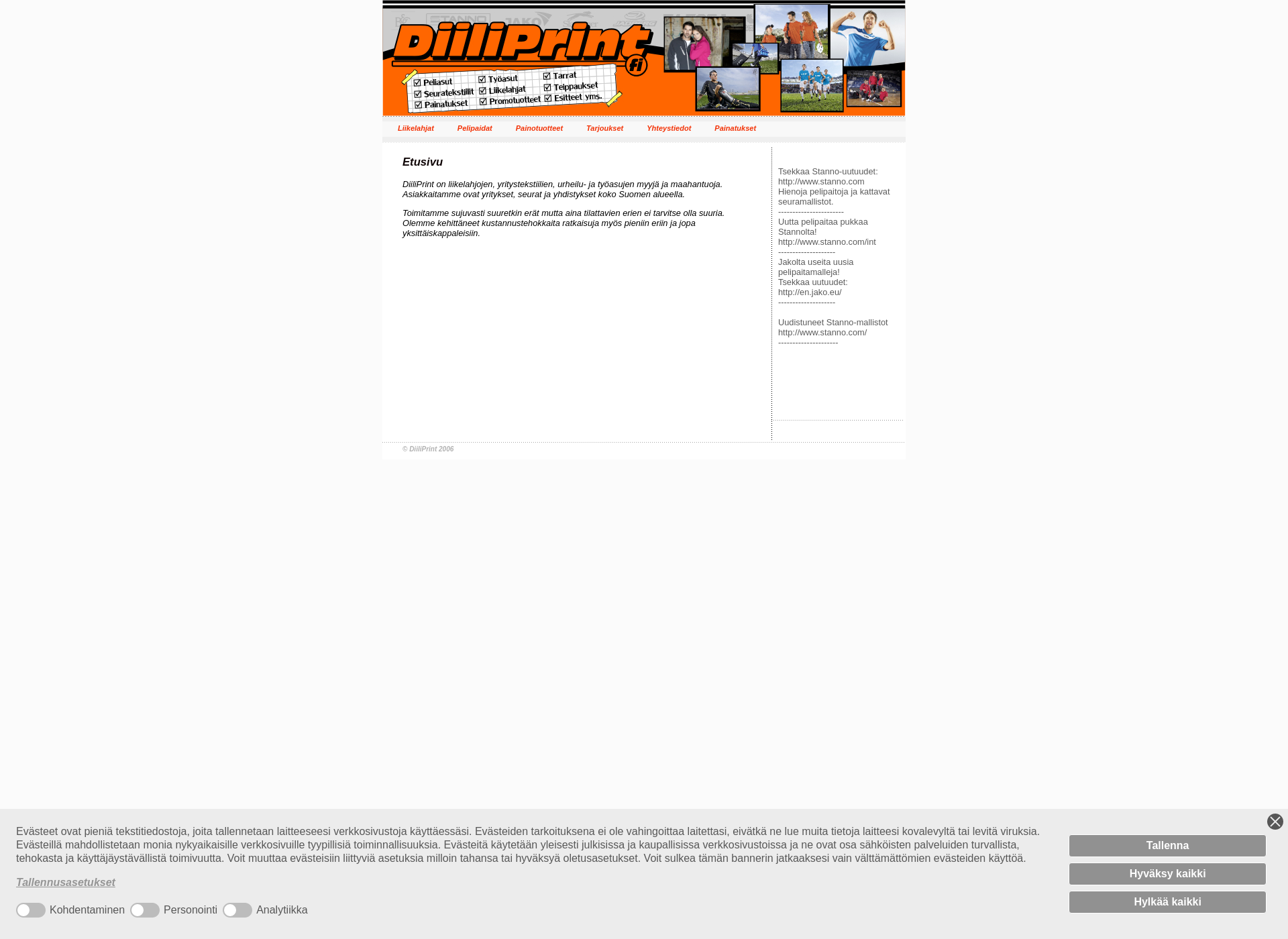 Skärmdump för diiliprint.fi