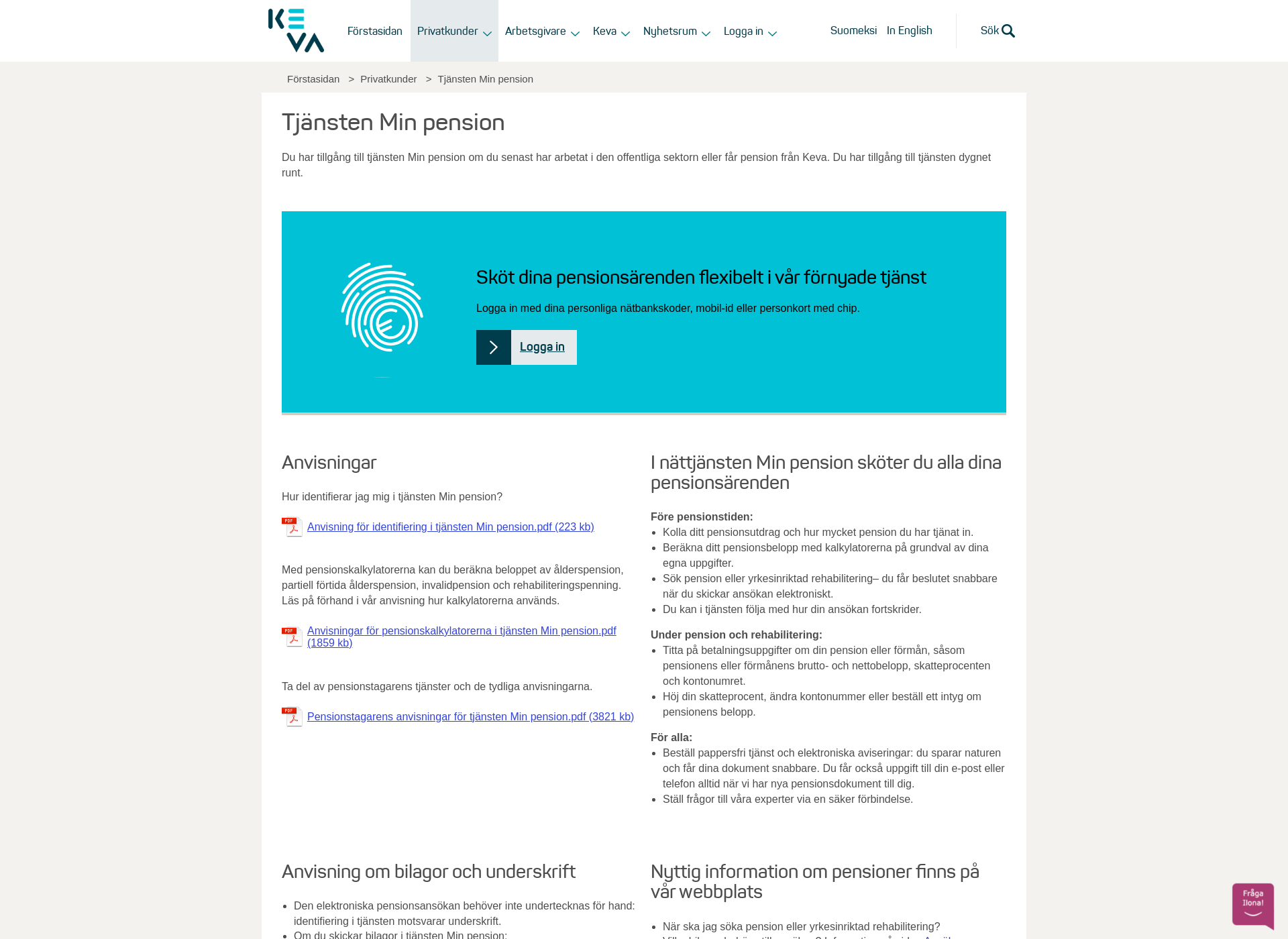Screenshot for dinapensionsuppgifter.fi